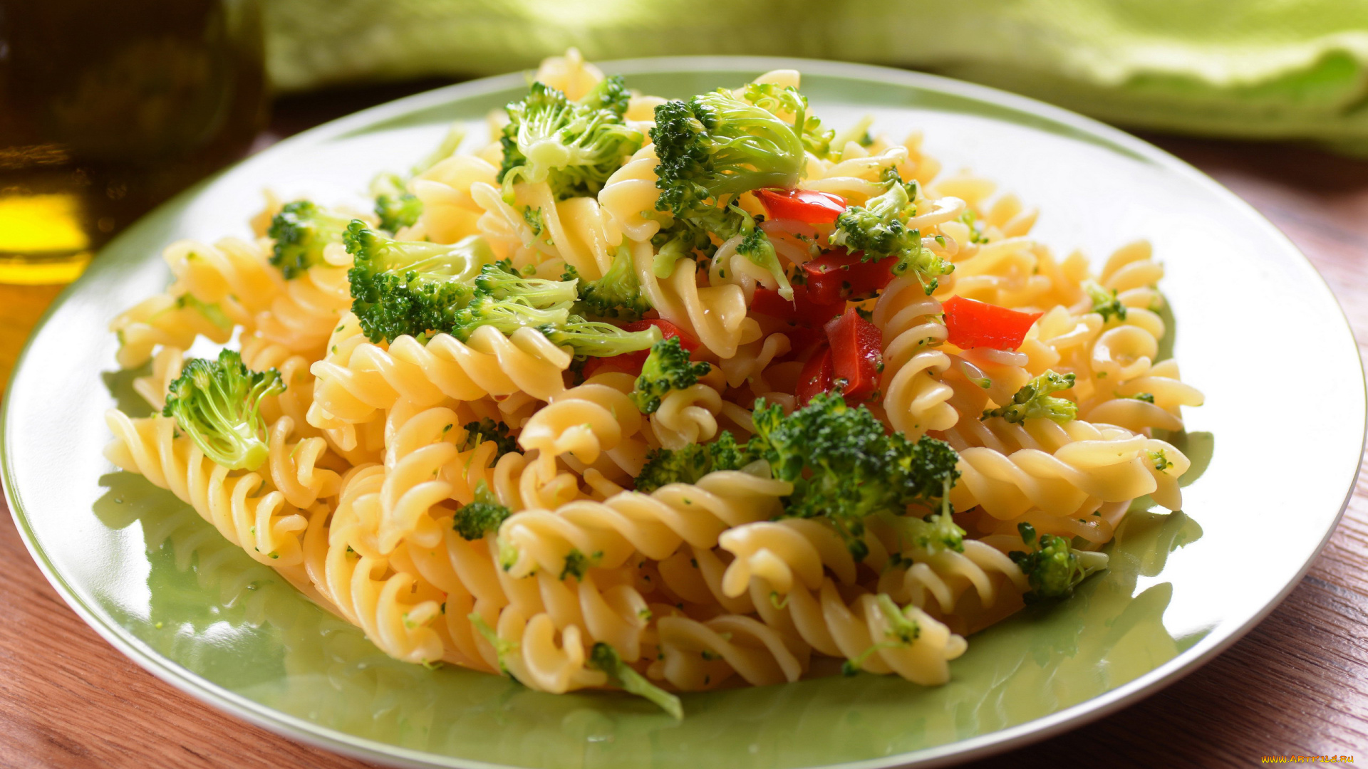 еда, макаронные, блюда, перец, брокколи, макароны, спиральки