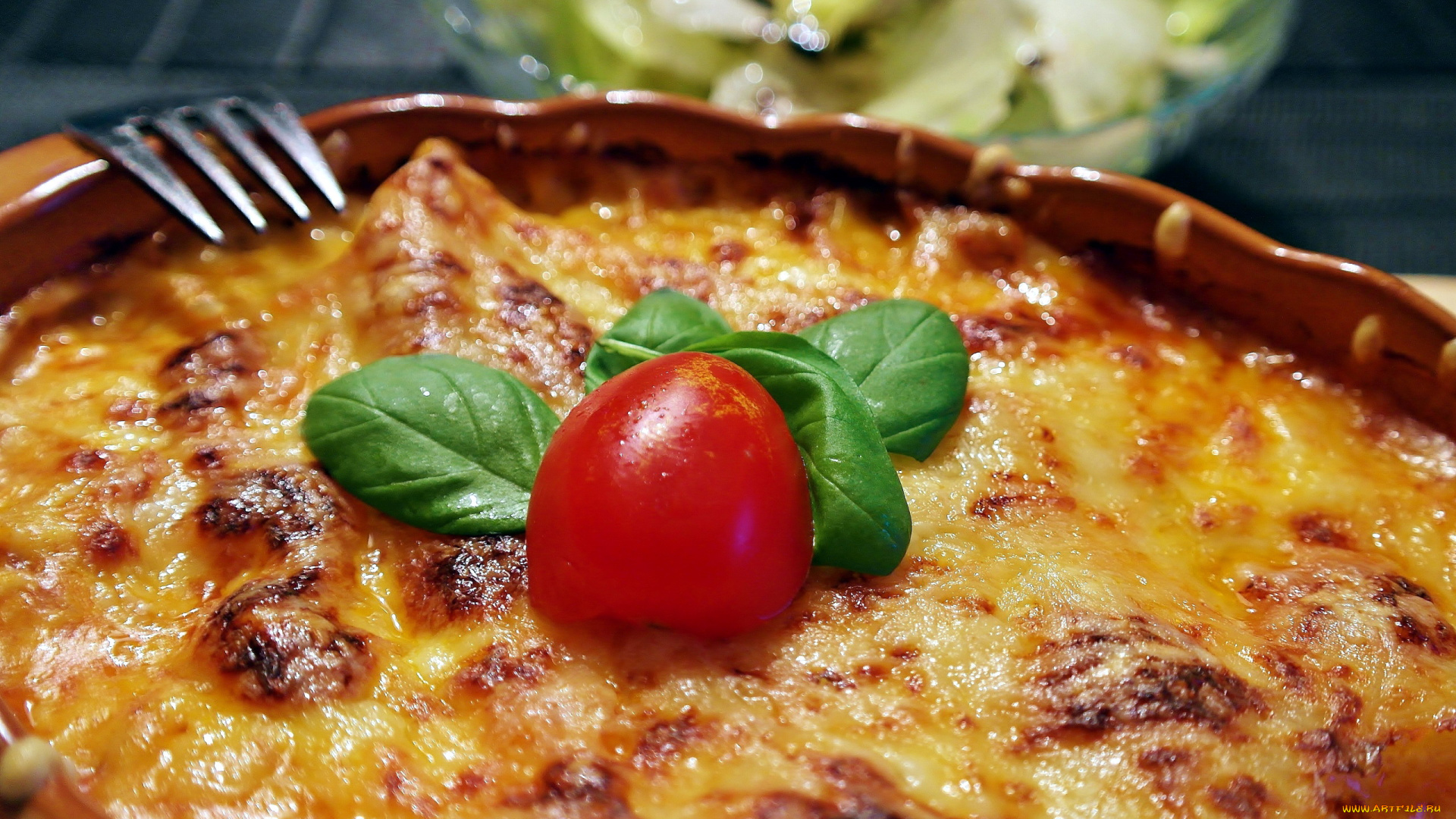 еда, пицца, помидор, базилик