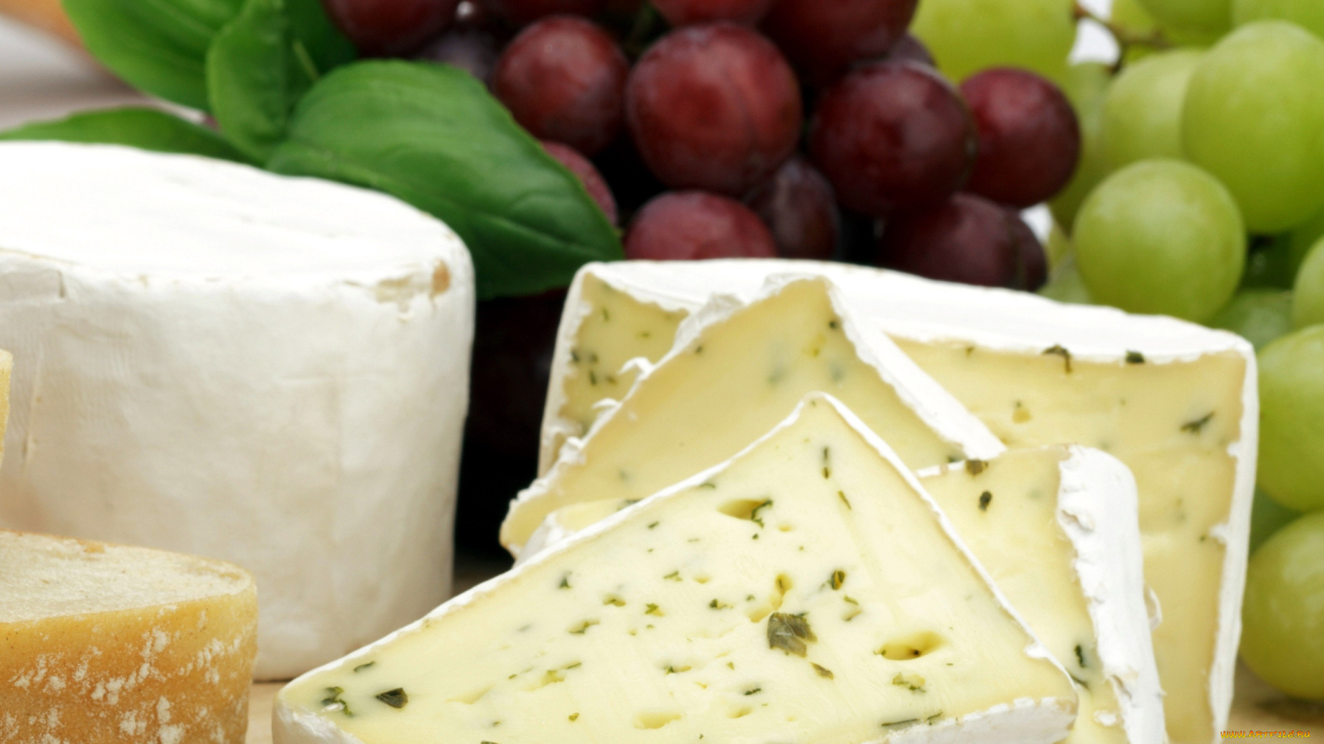 еда, сырные, изделия, базилик, сыр, мягкий, виноград