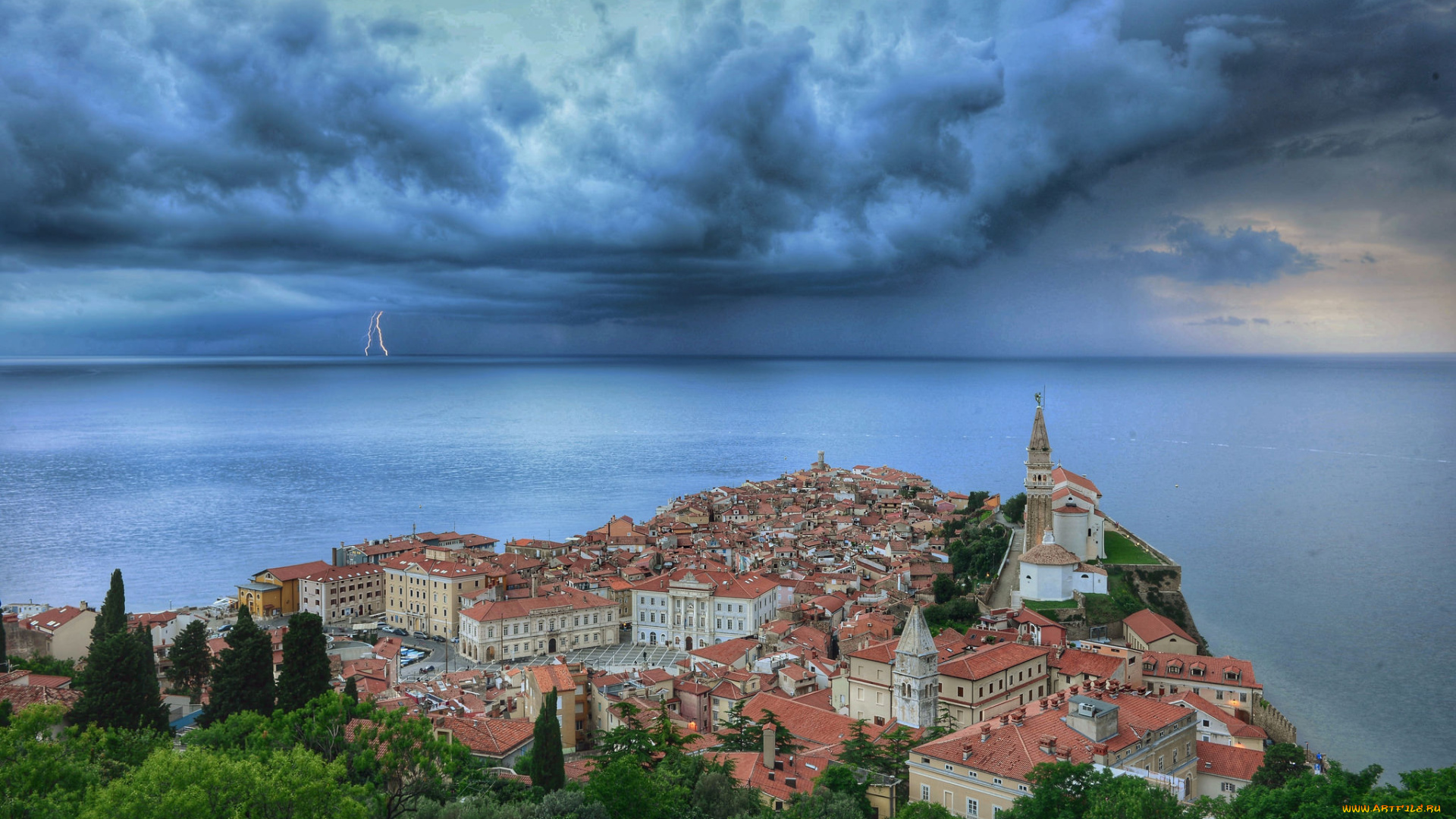 города, -, панорамы, побережье