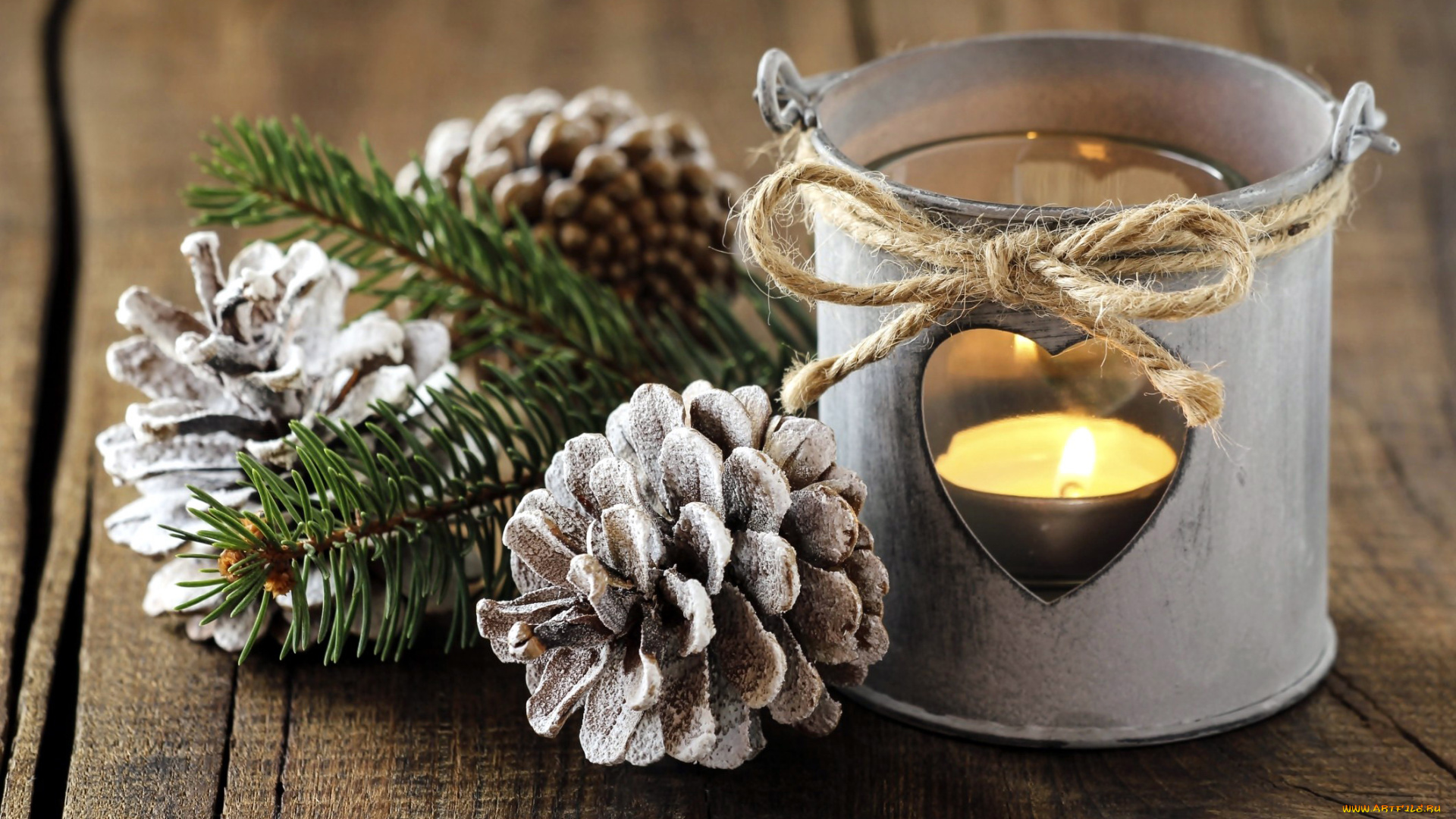 праздничные, новогодние, свечи, ветка, шишки