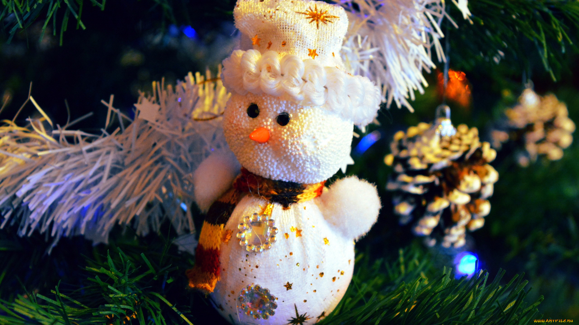 праздничные, снеговики, фигурка, шишки