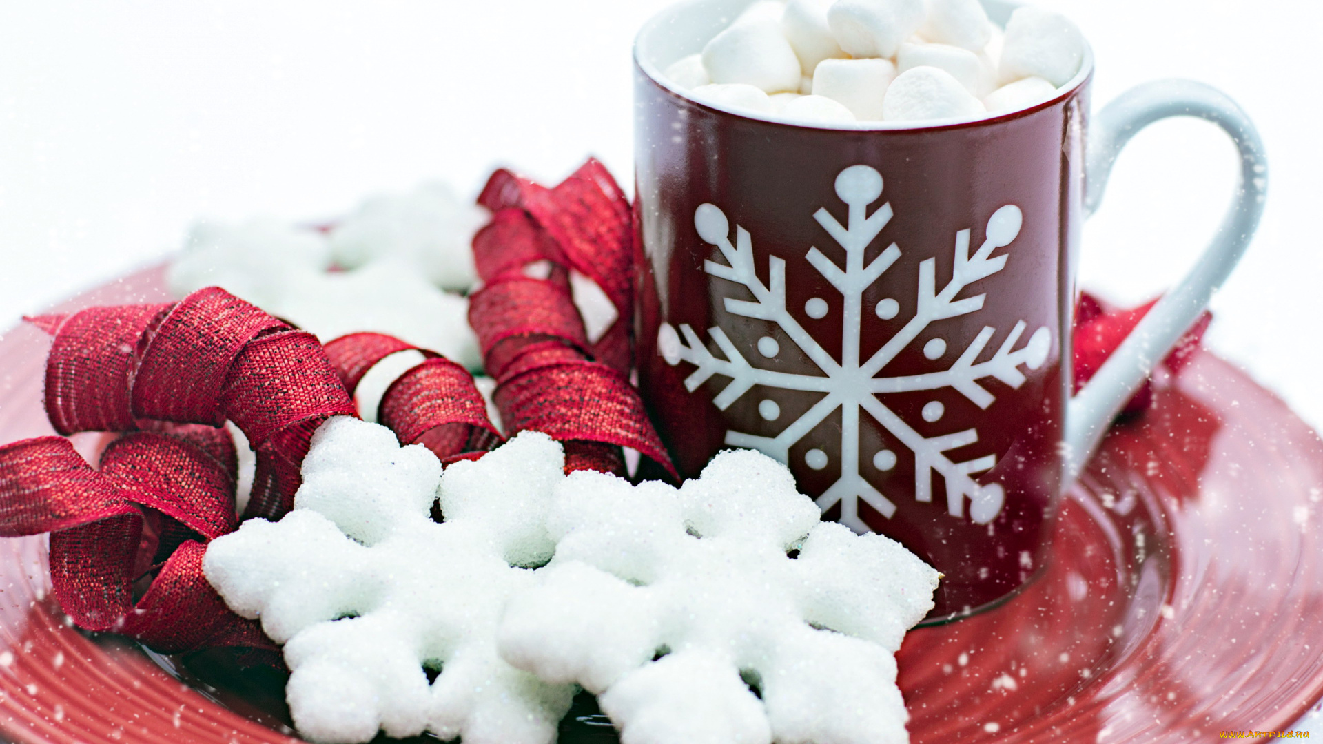 праздничные, угощения, зефир, чашка, ленты