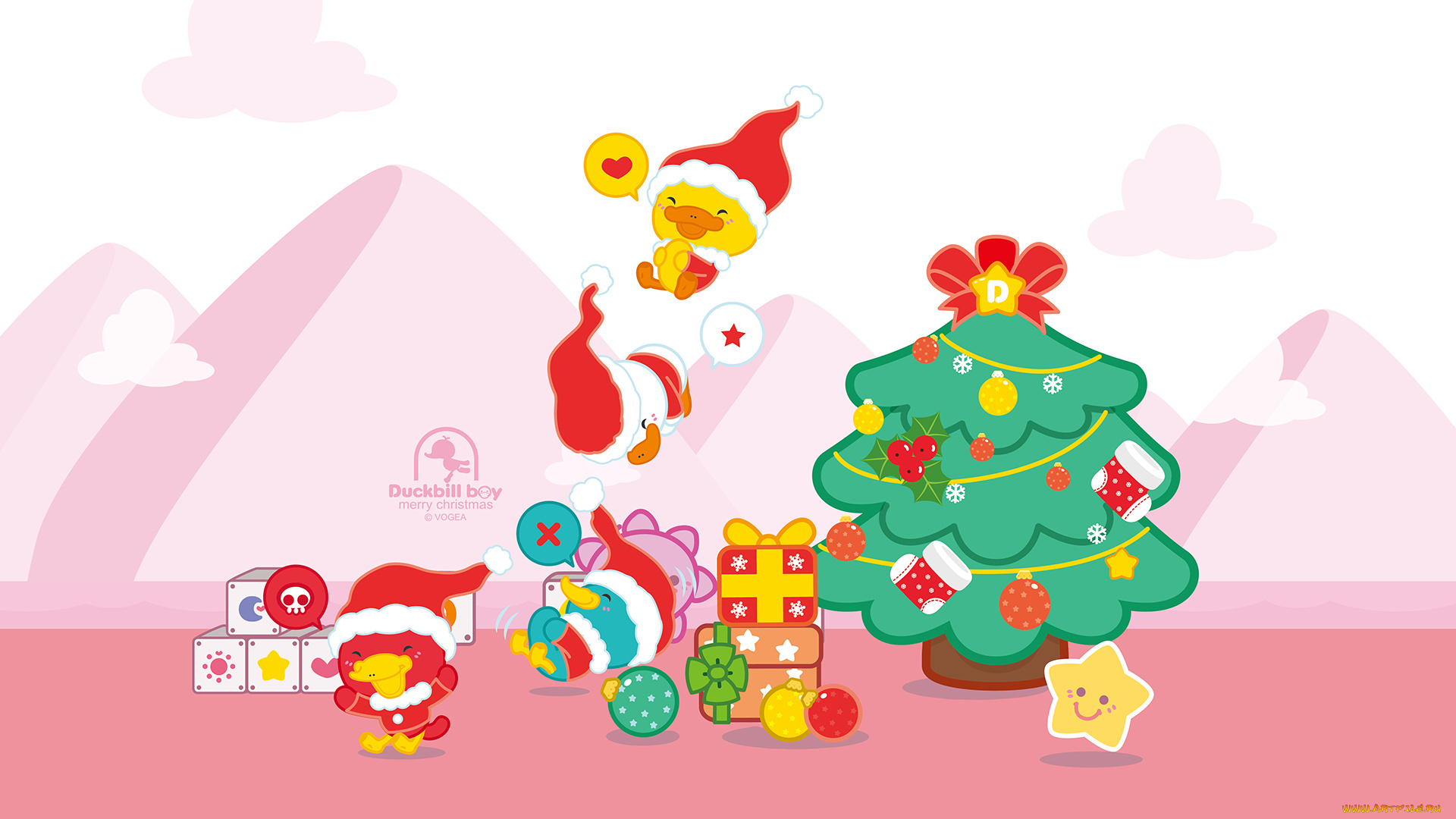 праздничные, векторная, графика, , новый, год, утки