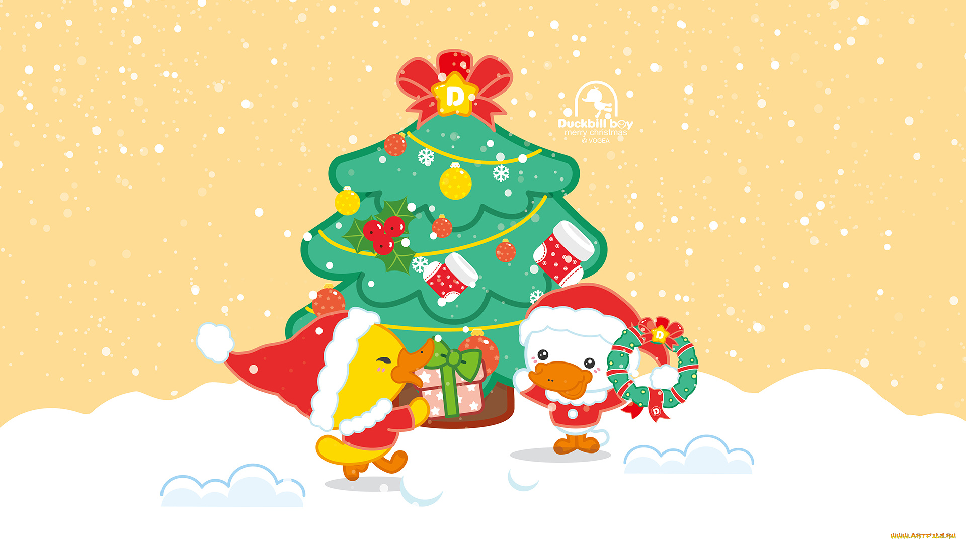 праздничные, векторная, графика, , новый, год, утки