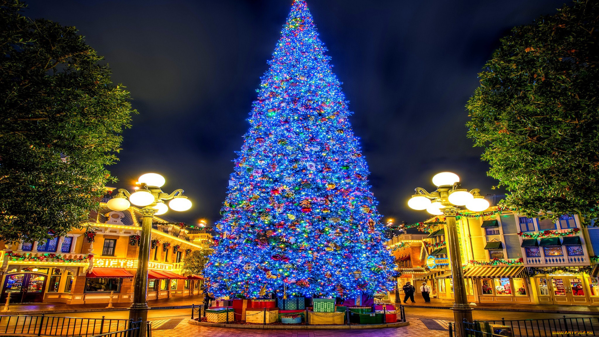 праздничные, Ёлки, украшения, елка, площадь