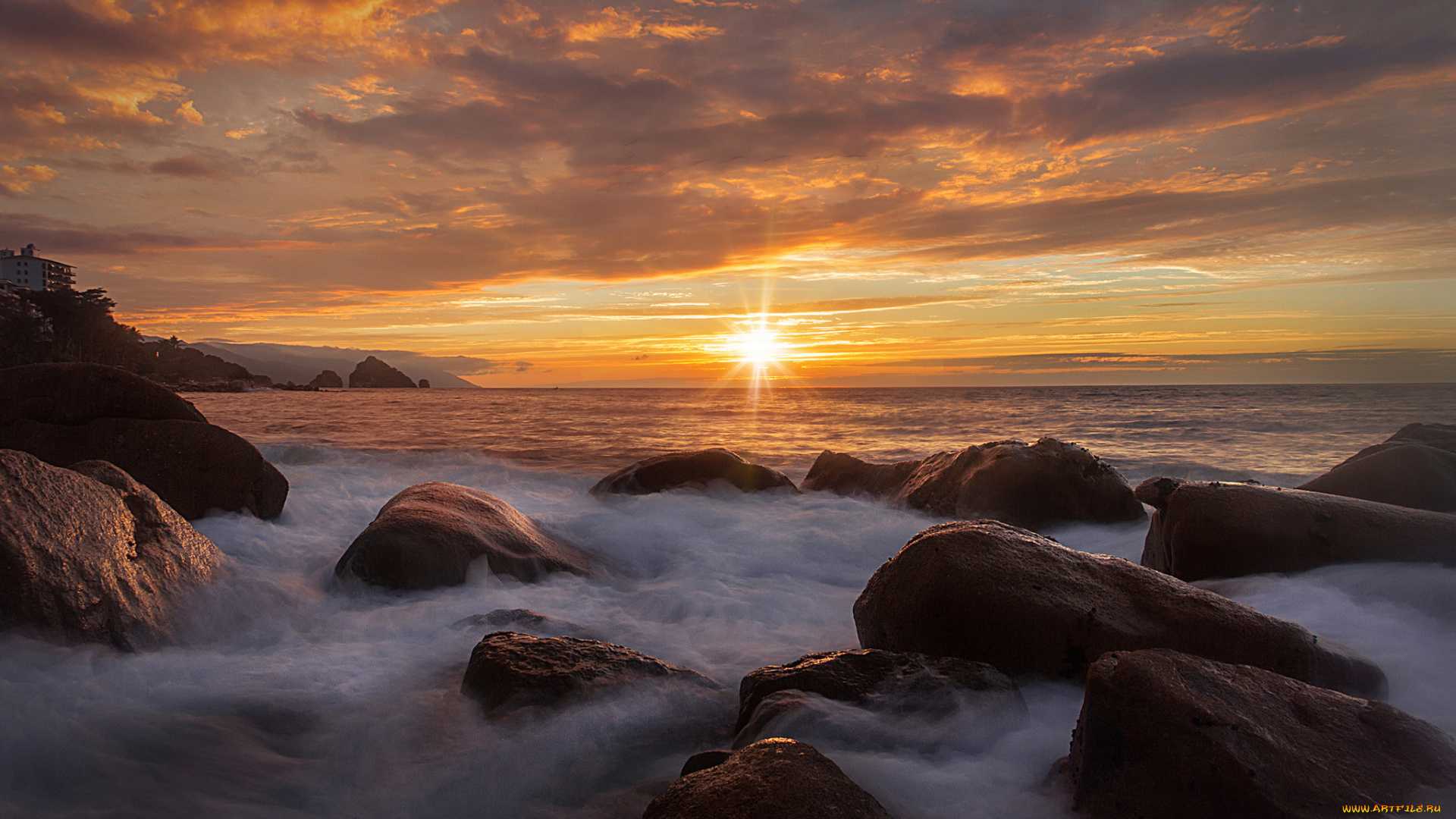 природа, побережье, скалы, берег, солнце, море, камни