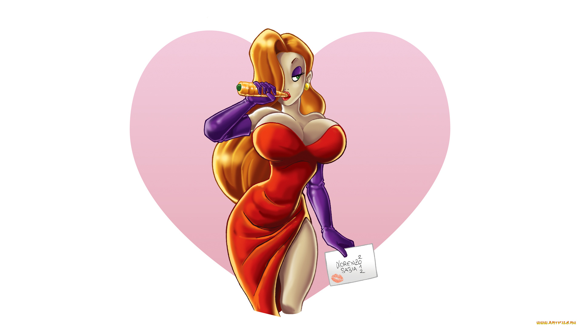 рисованное, комиксы, девушка, фон, морковка, платье