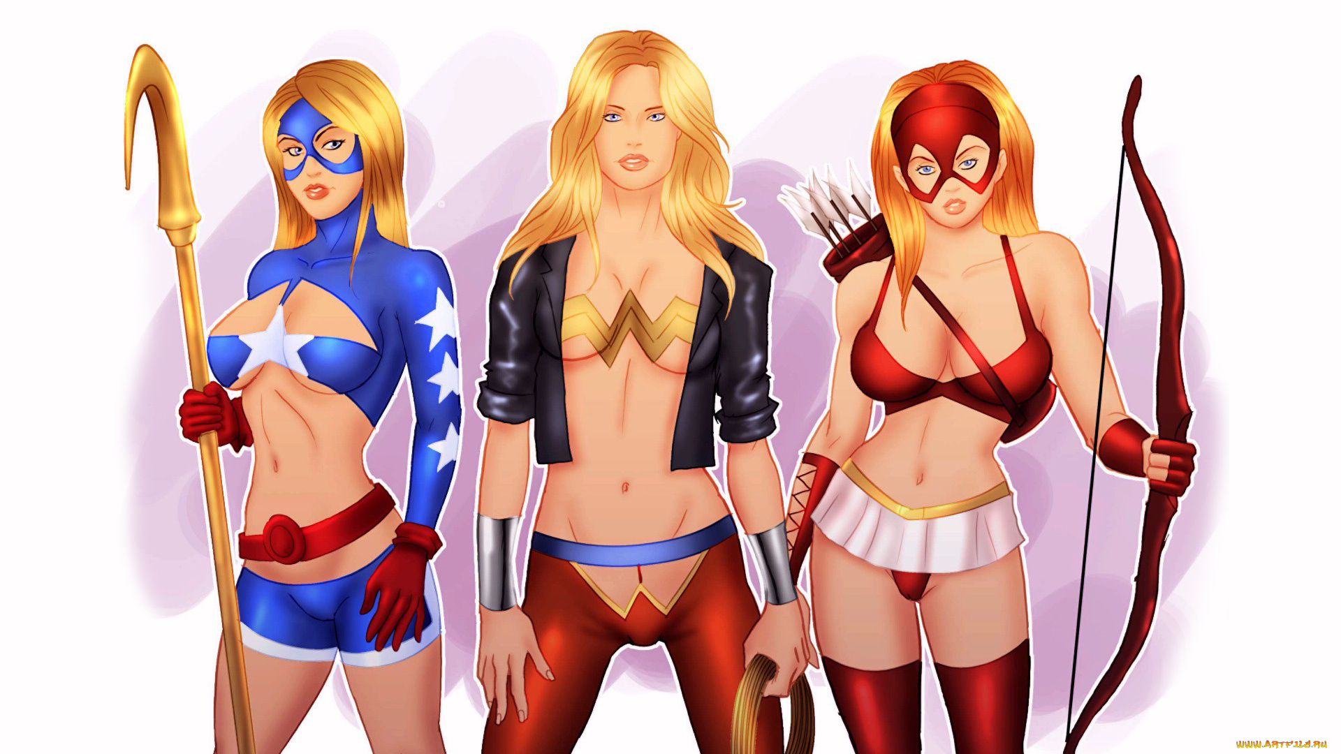 рисованное, комиксы, девушки, фон, взгляд, униформа