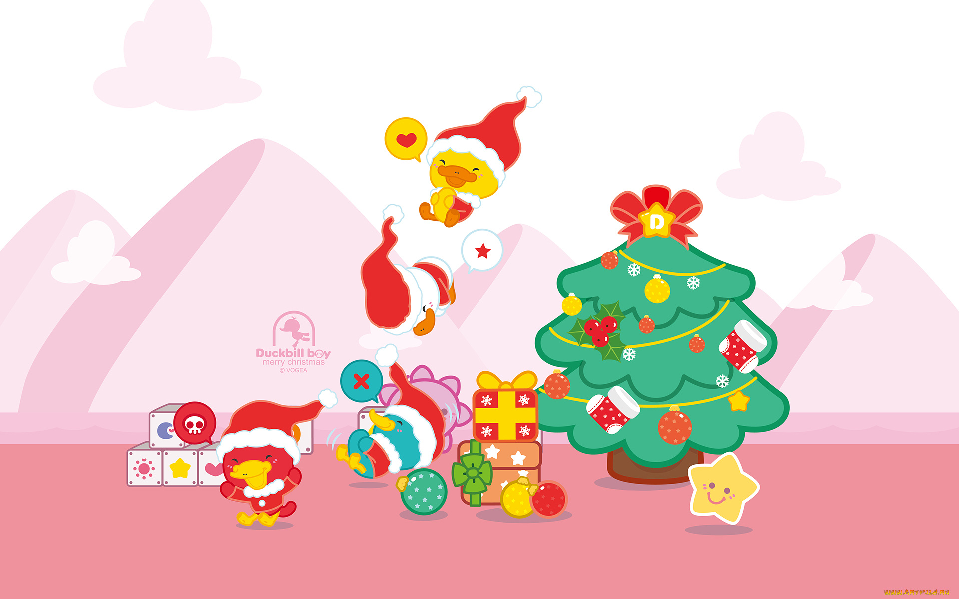 праздничные, векторная, графика, , новый, год, утки