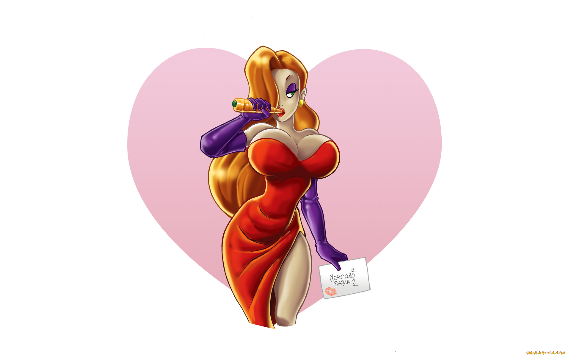 рисованное, комиксы, девушка, фон, морковка, платье