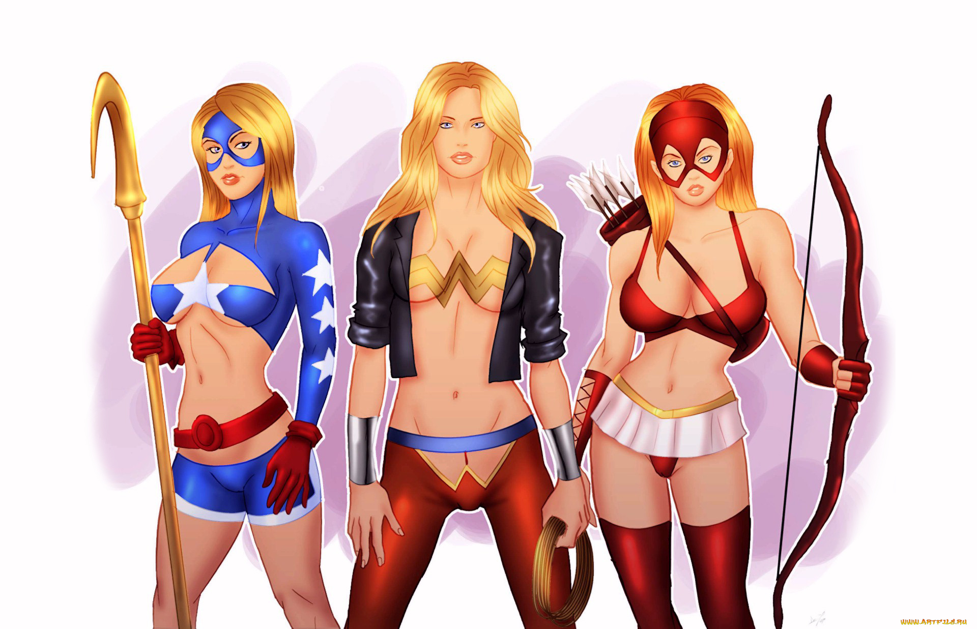 рисованное, комиксы, девушки, фон, взгляд, униформа