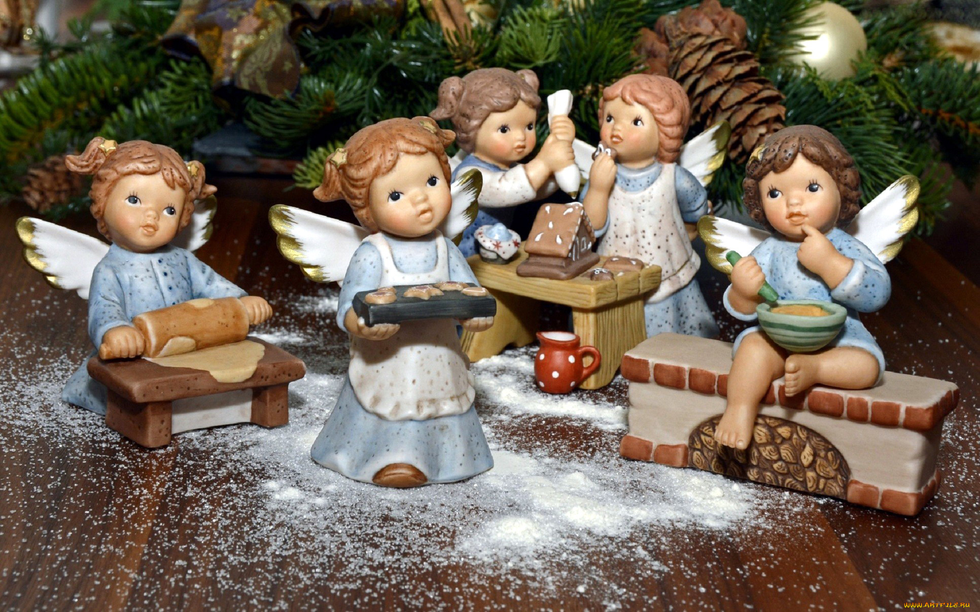 праздничные, фигурки, ангелочки