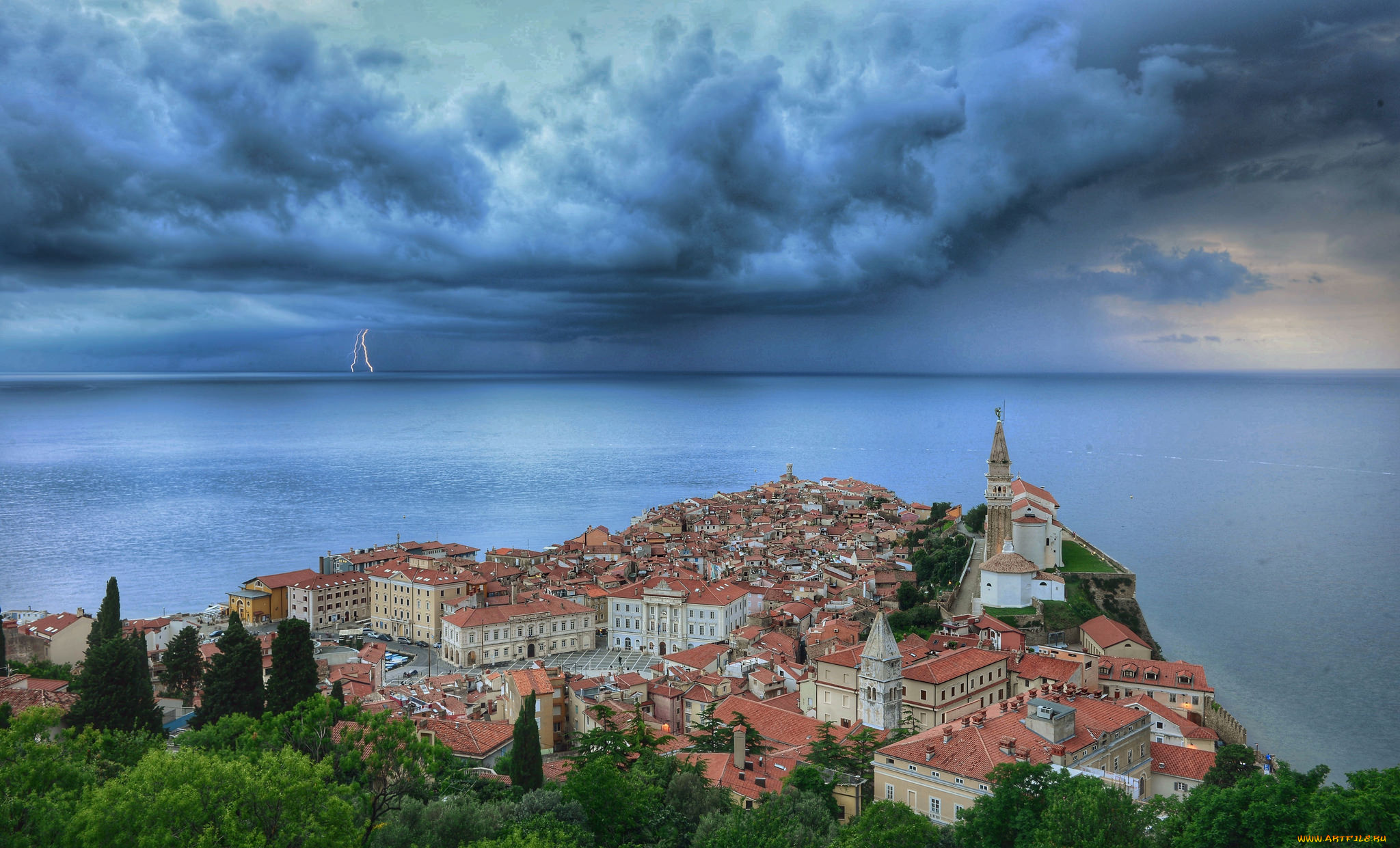 города, -, панорамы, побережье