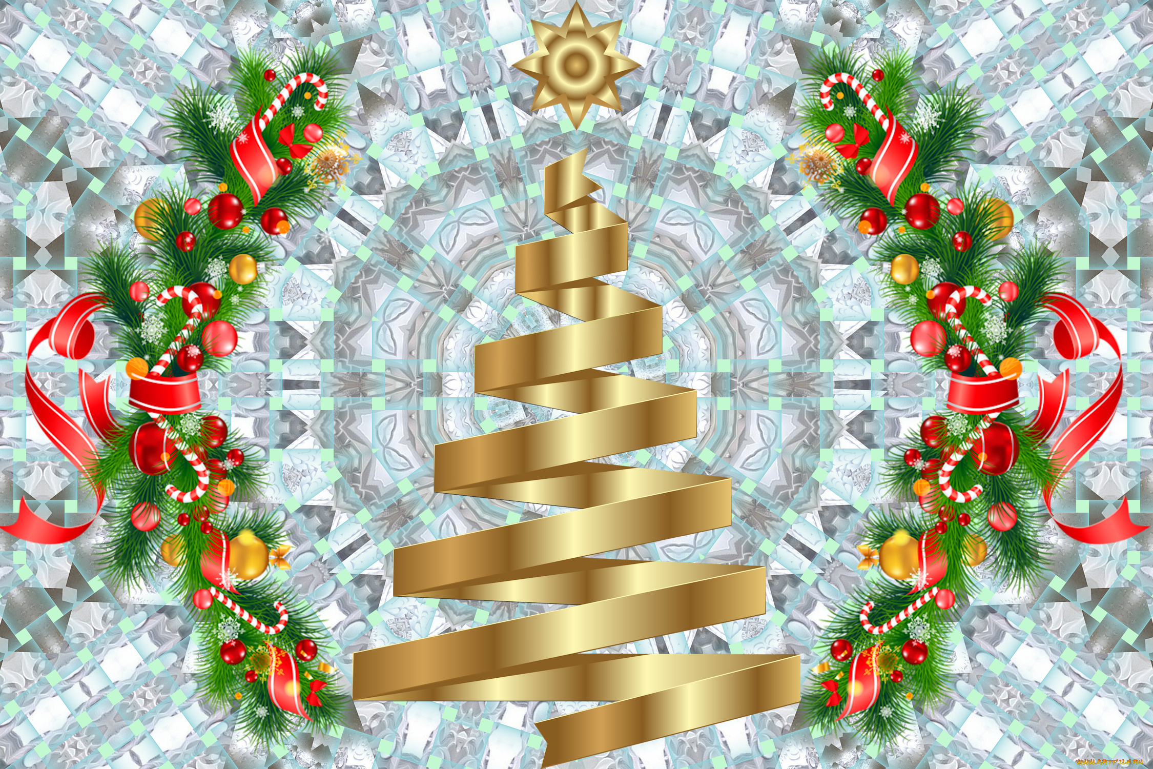 праздничные, векторная, графика, , новый, год, ветки, игрушки, фон, шары