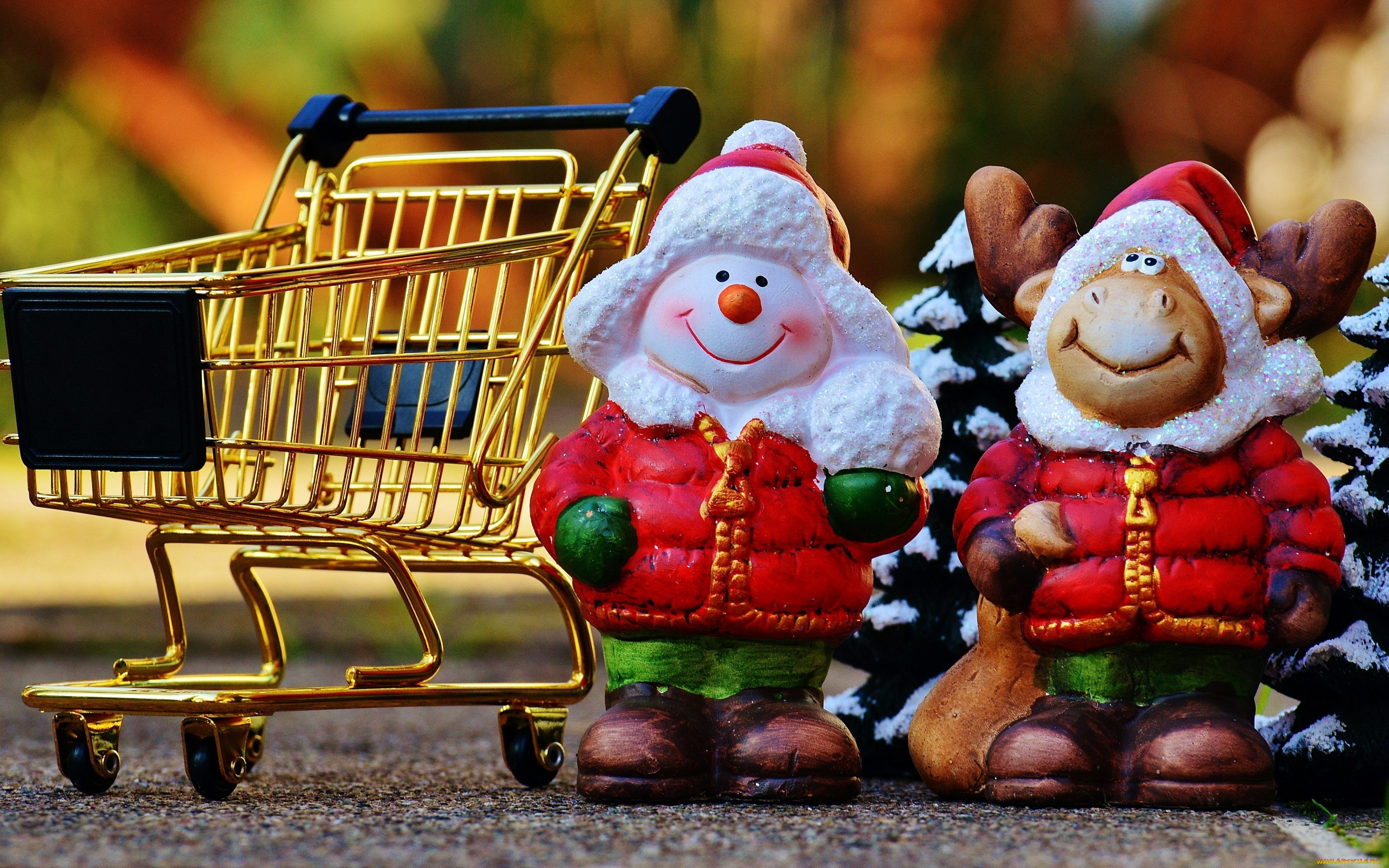 праздничные, снеговики, тележка, игрушки