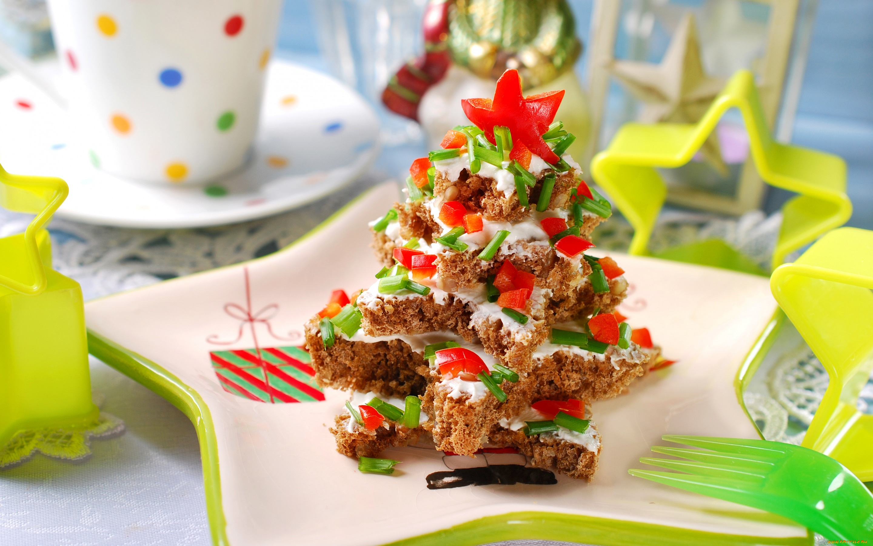 праздничные, угощения, новый, год, еда, бутерброды, тарелка, дизайн, елка