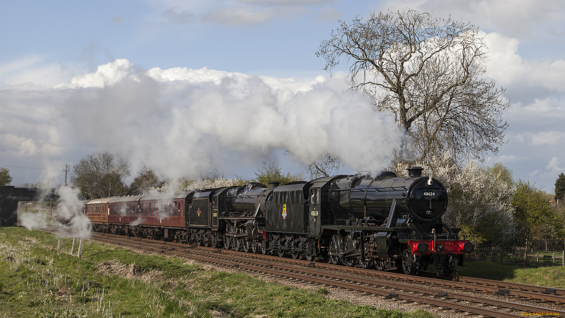 техника, паровозы, локомотив, состав