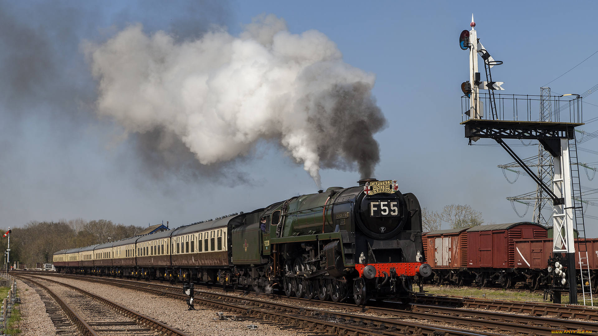 техника, паровозы, локомотив, состав