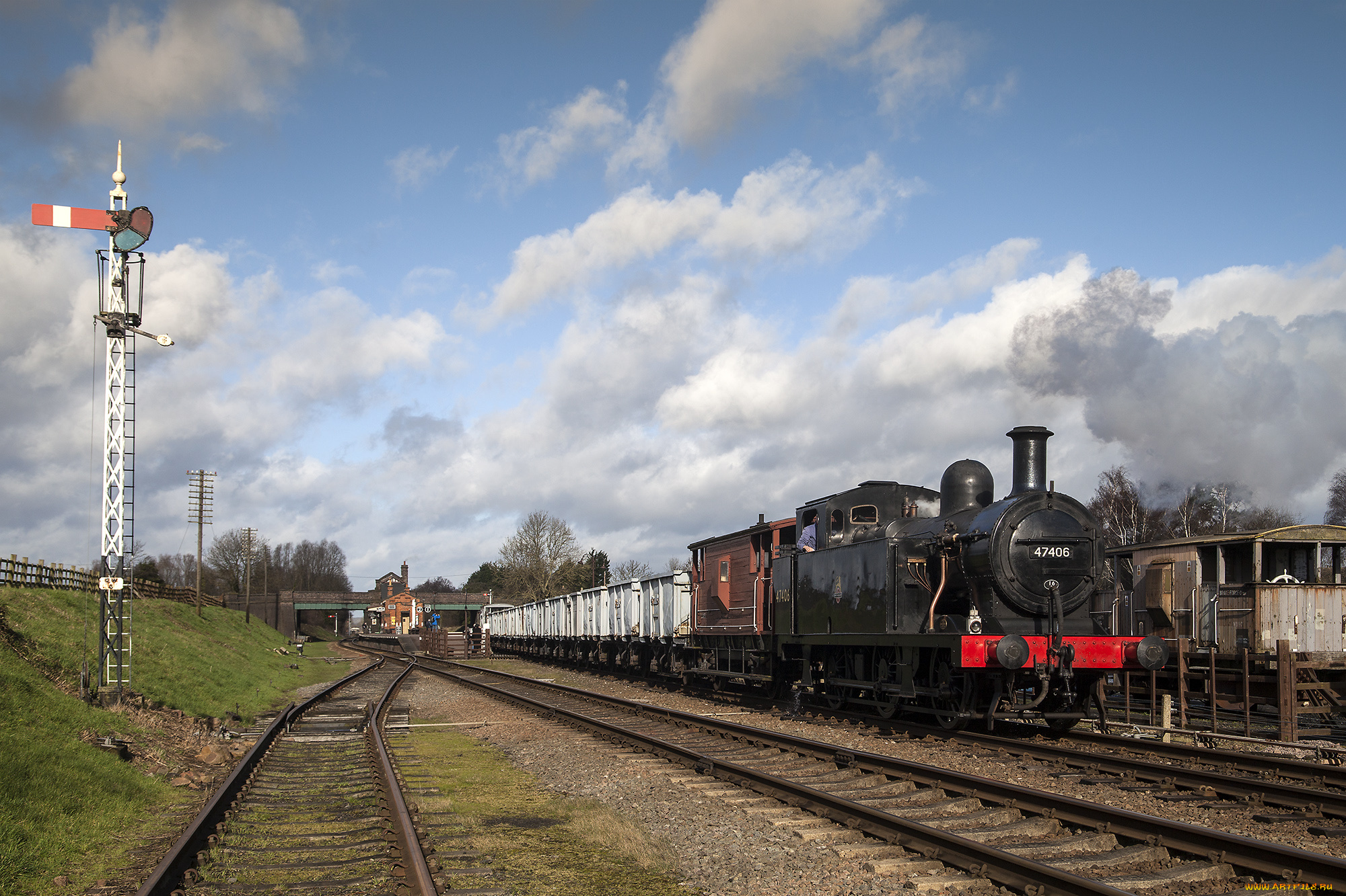 техника, паровозы, локомотив, состав