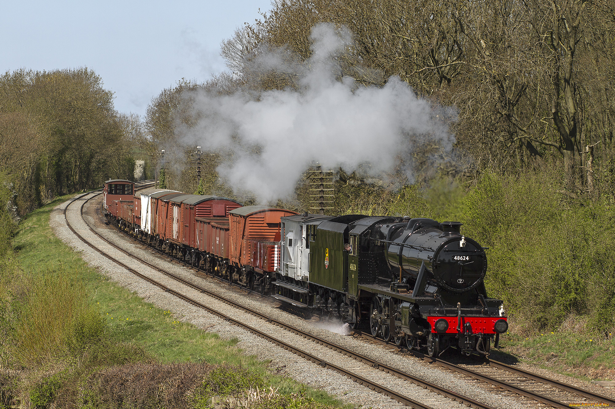 техника, паровозы, локомотив, состав