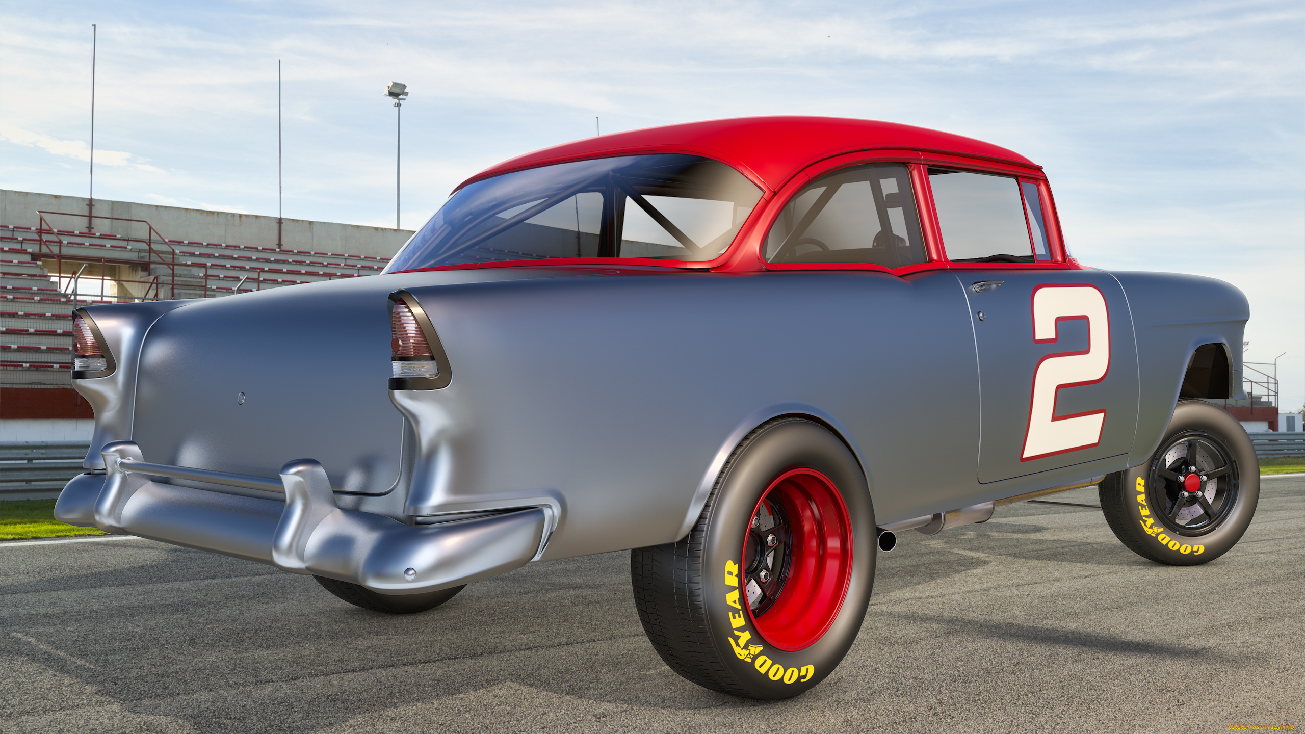 автомобили, 3д, 1955г, chevrolet