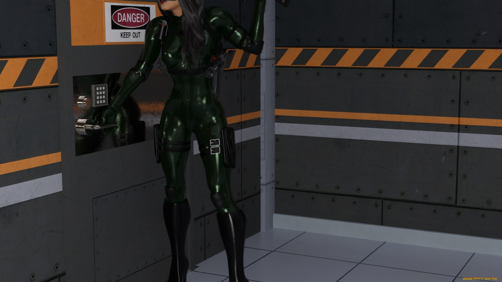 3д, графика, фантазия, , fantasy, девушка, взгляд, фон, оружие