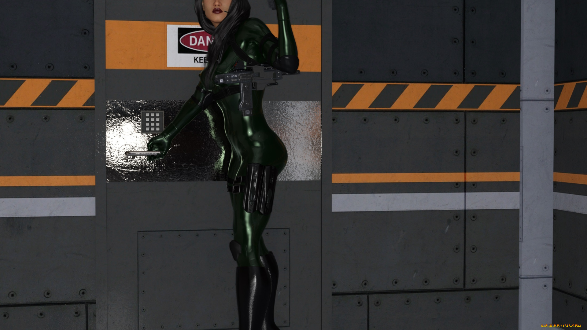 3д, графика, фантазия, , fantasy, девушка, взгляд, фон, оружие