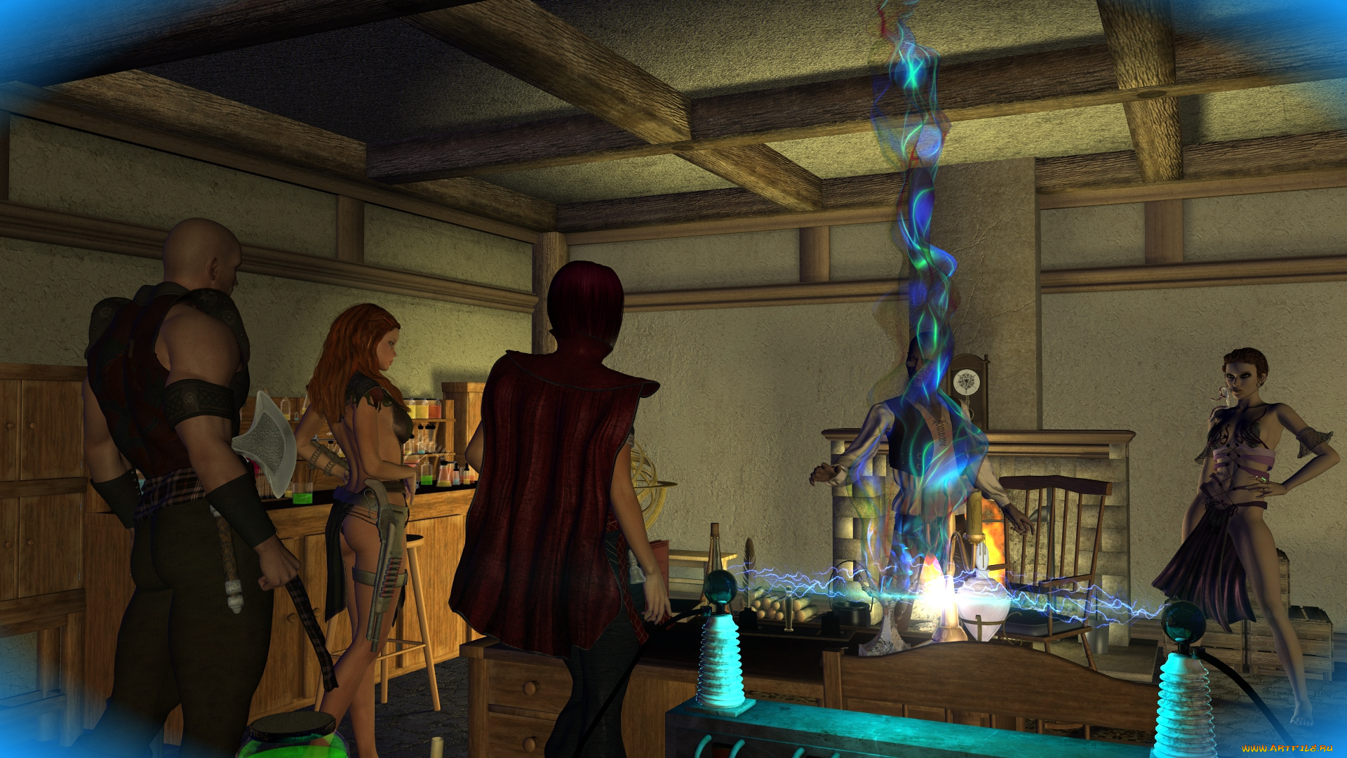 3д, графика, фантазия, , fantasy, фон, девушка, взгляд