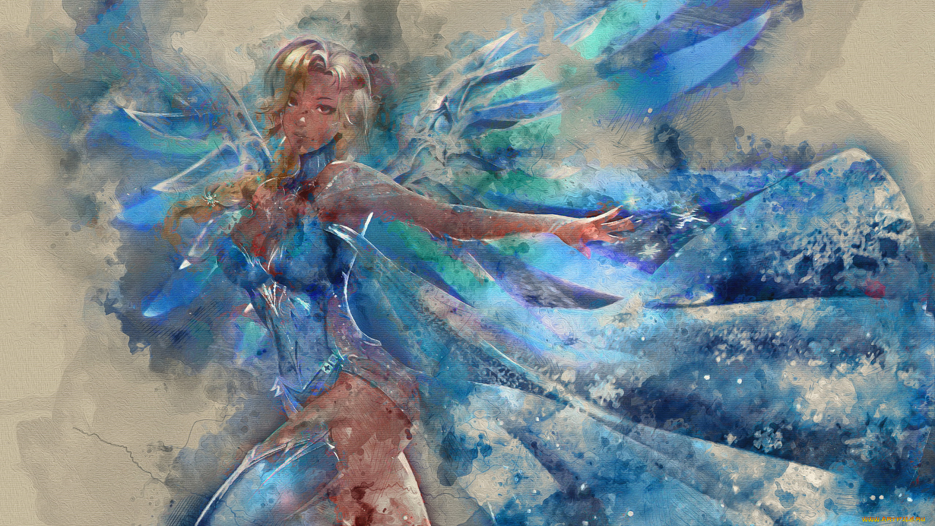 видео, игры, overwatch, девушка, фон, взгляд, крылья