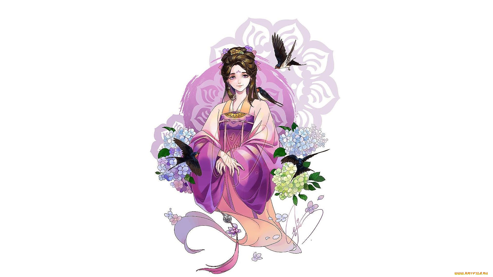 аниме, mo, dao, zu, shi, цзян, янли, птица, цветы