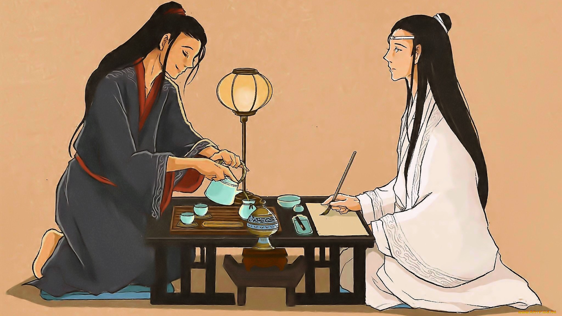 аниме, mo, dao, zu, shi, вэй, усянь, лань, ванцзи, чай, письмо