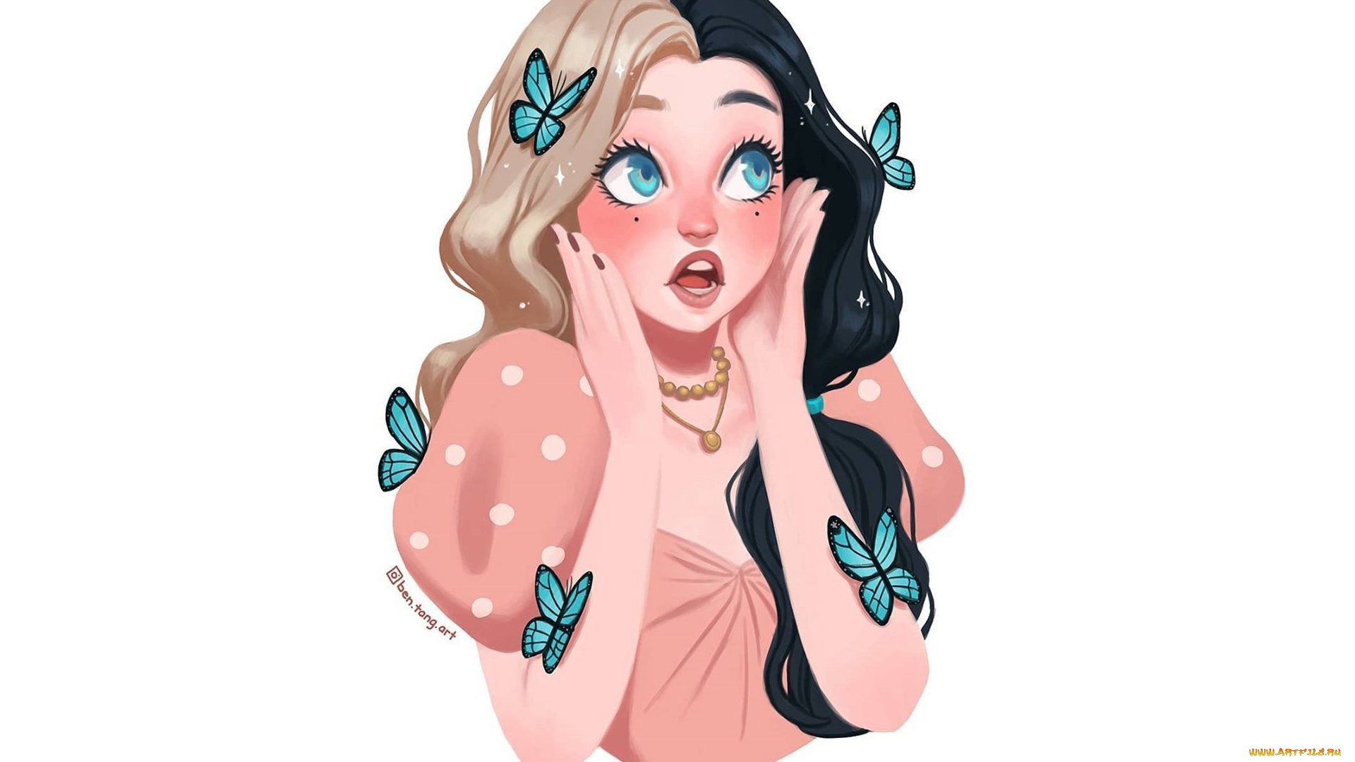 аниме, животные, , существа, девушка, бабочки