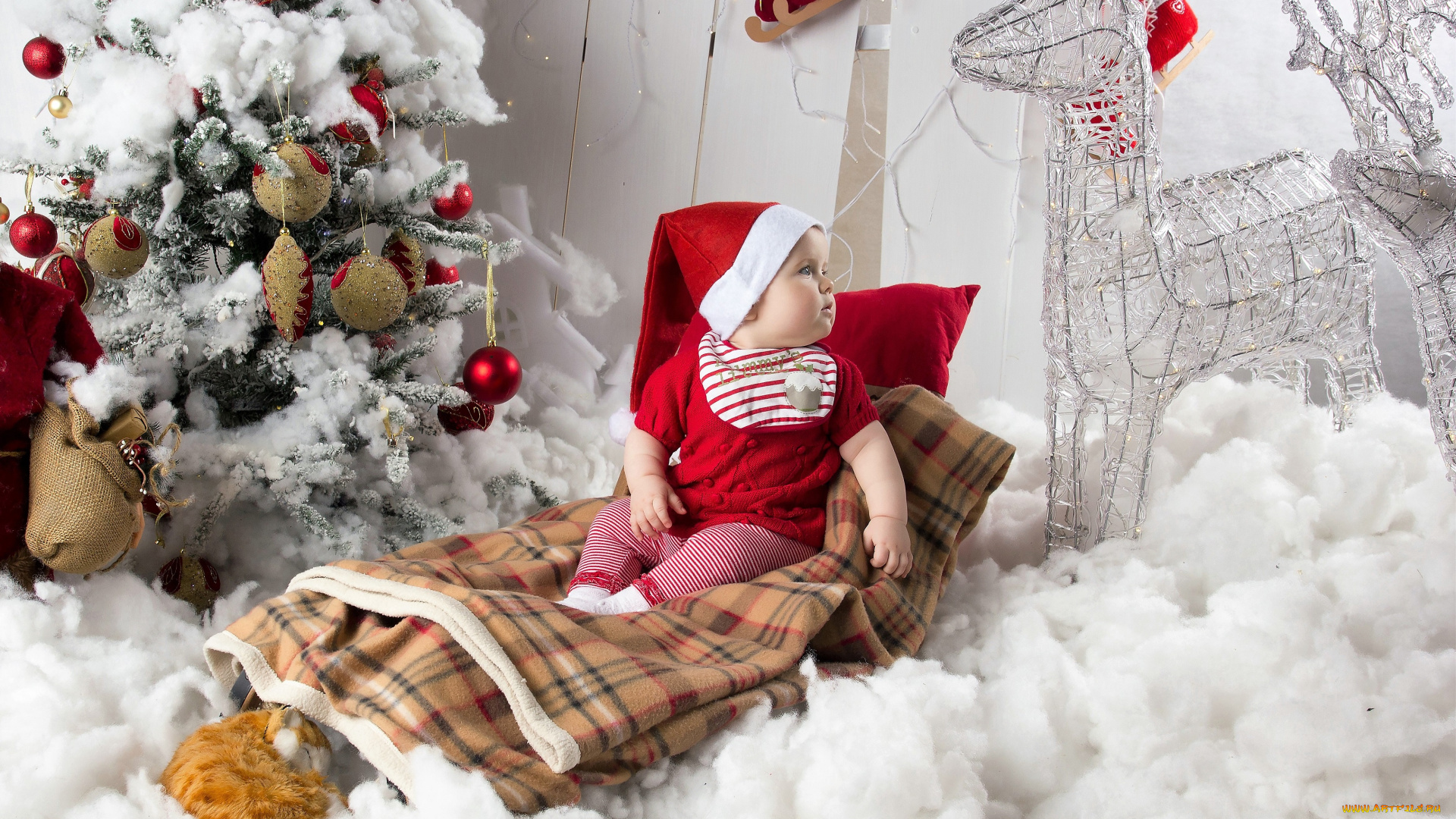 разное, дети, ребенок, плед, вата, ёлка, фигурки