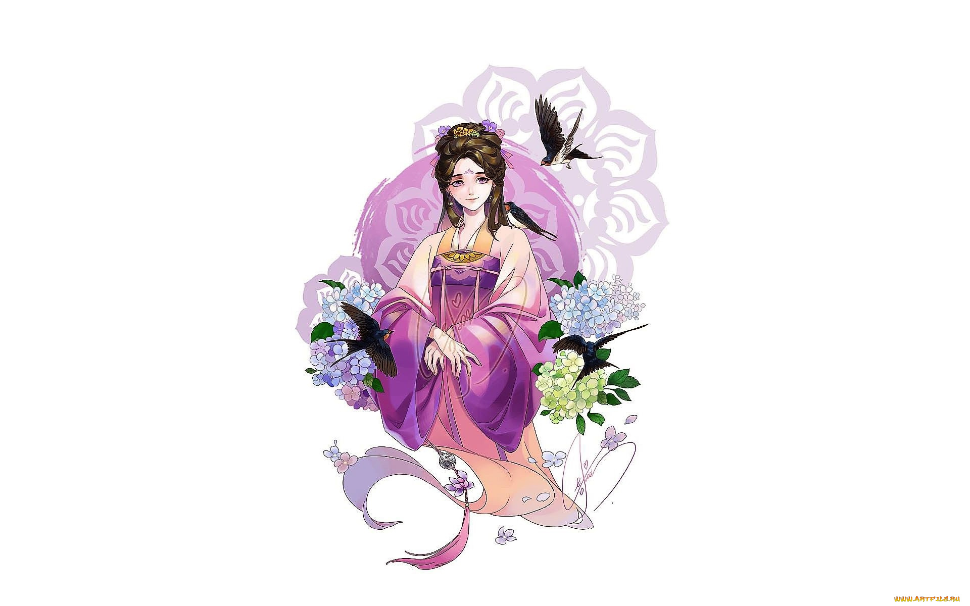 аниме, mo, dao, zu, shi, цзян, янли, птица, цветы