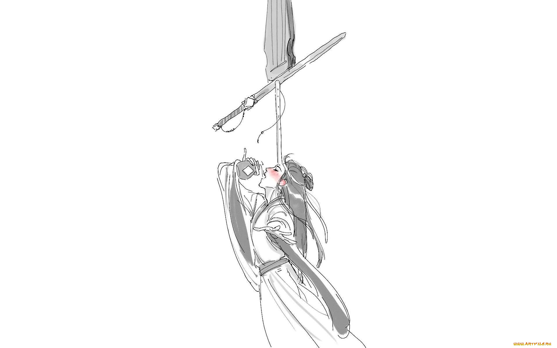 аниме, mo, dao, zu, shi, вэй, усянь, кувшин, вино, флейта, гуцинь, меч