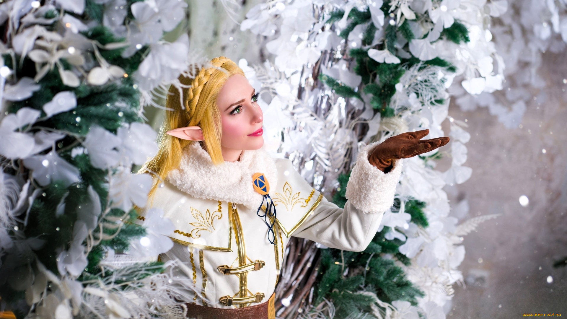 девушки, дарья, флора, образ, костюм, растения, снег