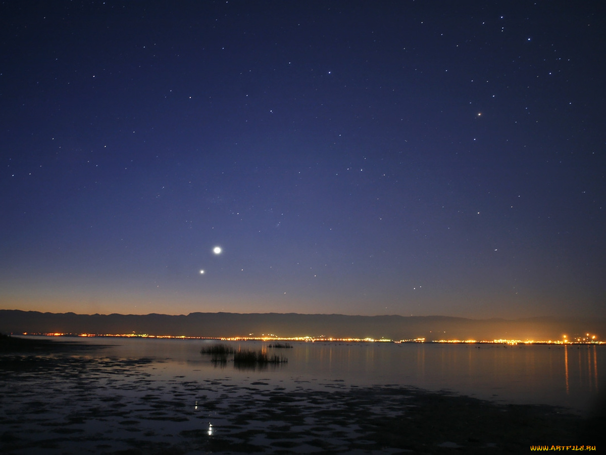 юпитер, венера, на, рассвете, космос