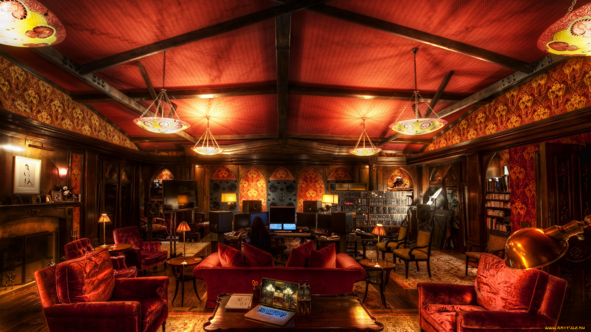 интерьер, кабинет, библиотека, офис