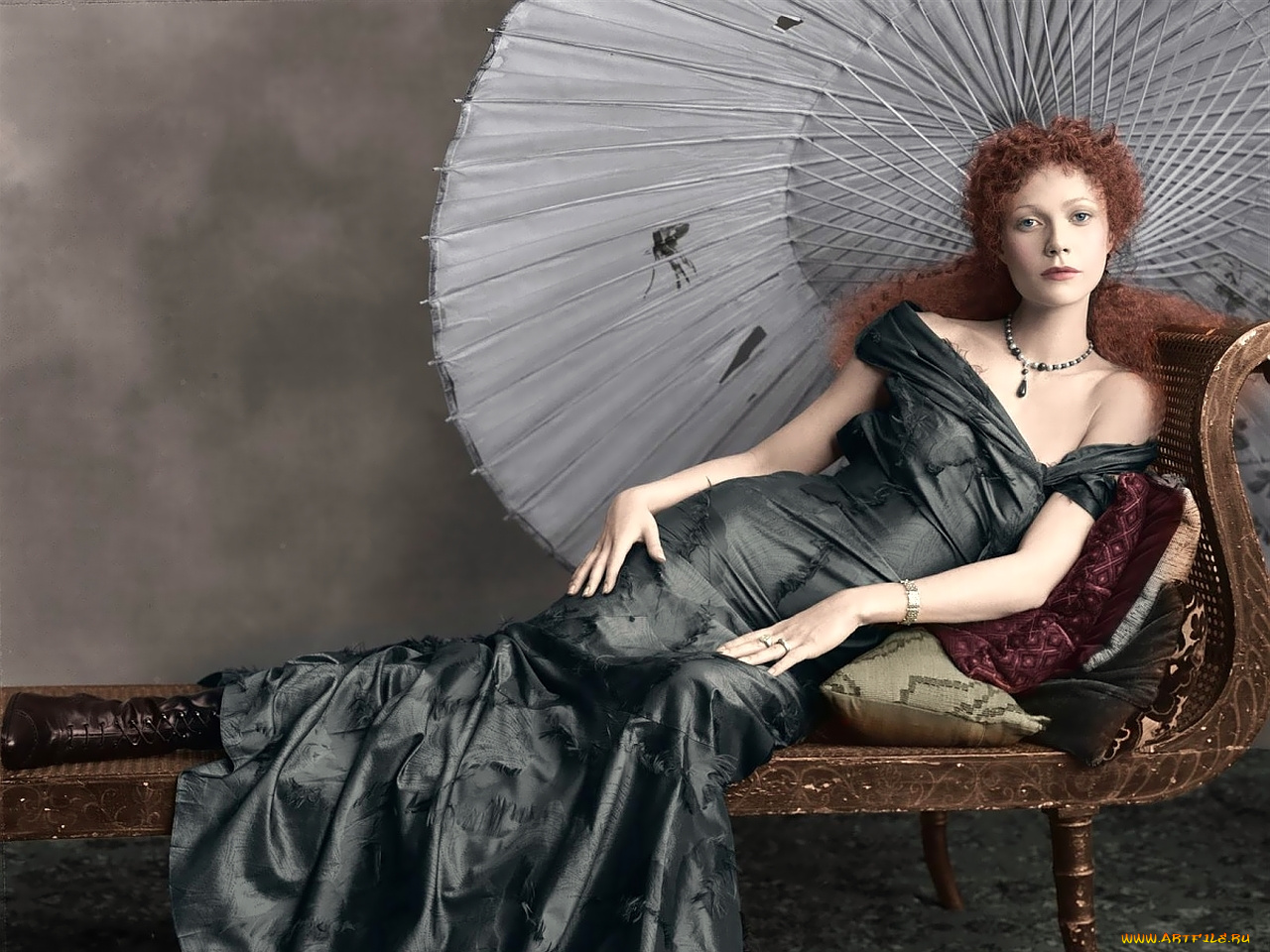 Gwyneth, Paltrow, девушки, , , актриса, зонт, кушетка, платье, подушки