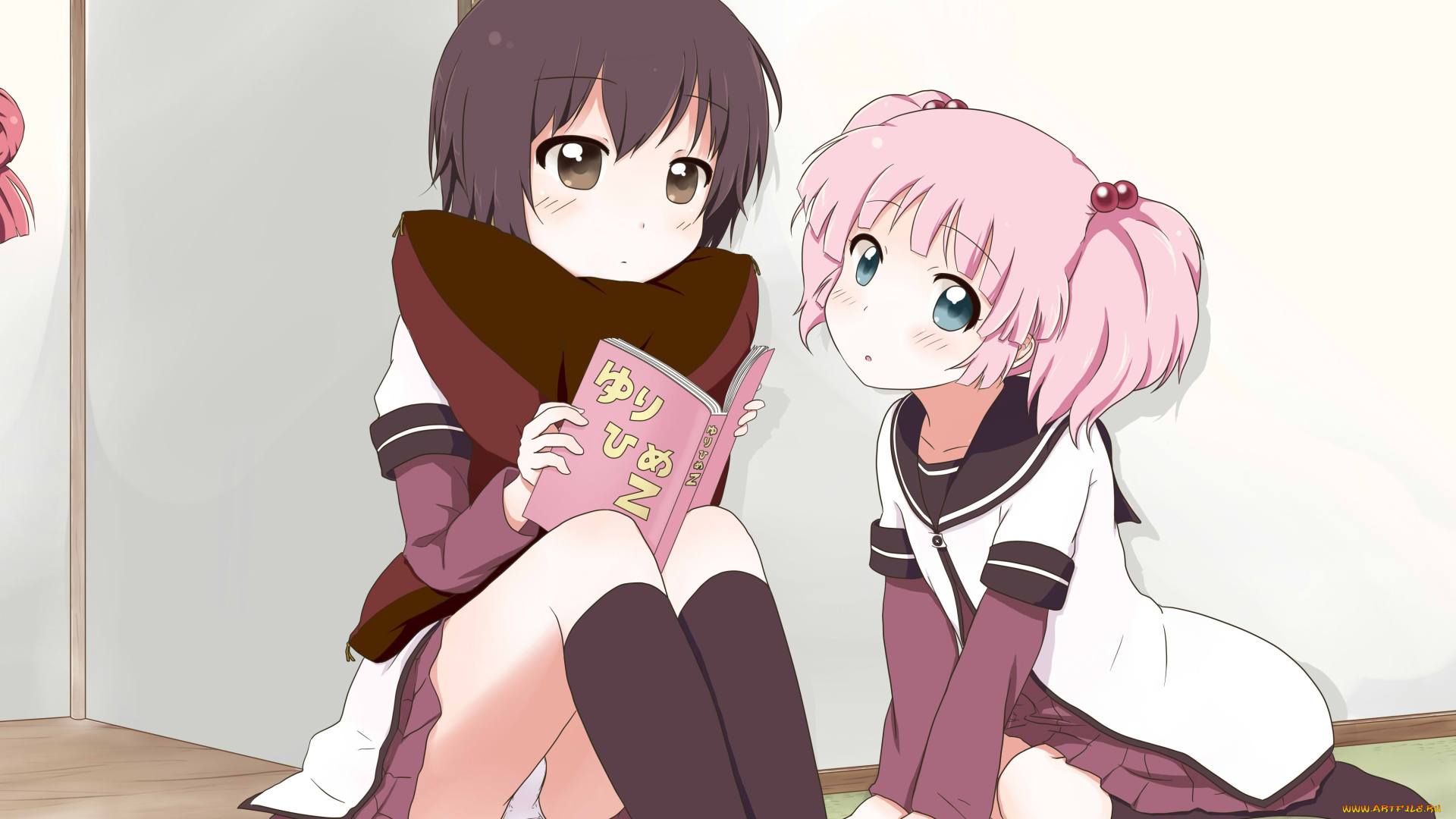 аниме, yuru, yuri, девушки