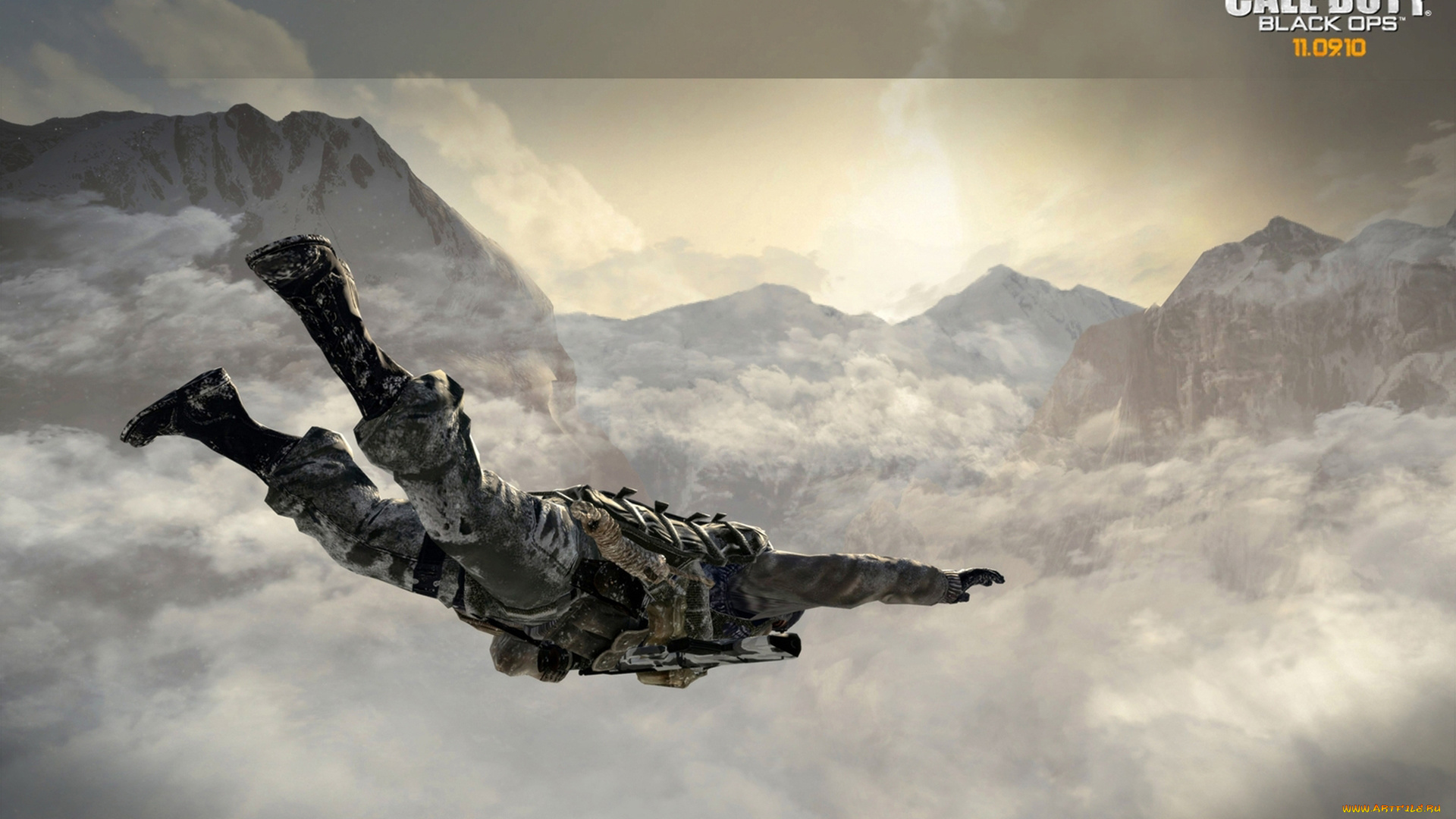 видео, игры, call, of, duty, black, ops, полёт, небо, горы