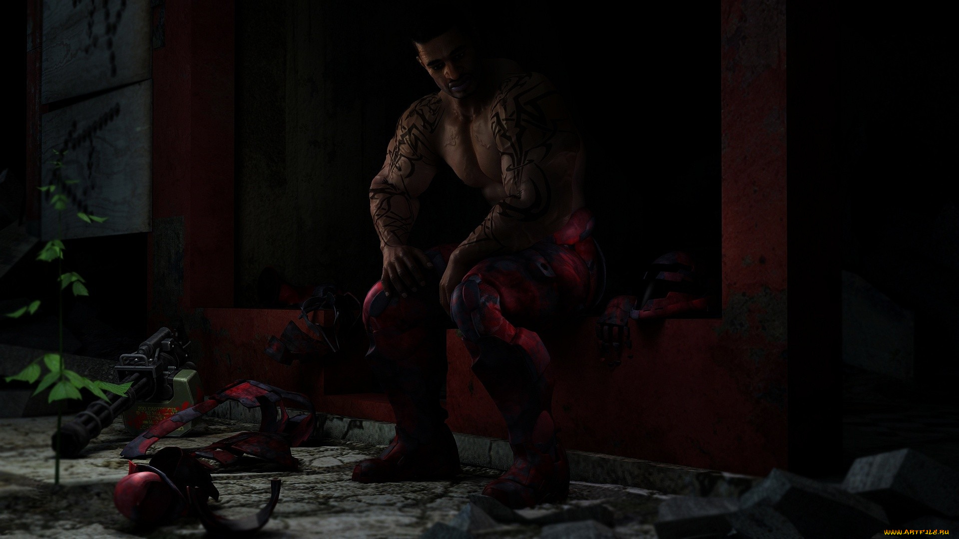 3д, графика, fantasy, фантазия, человек, оружие, растение