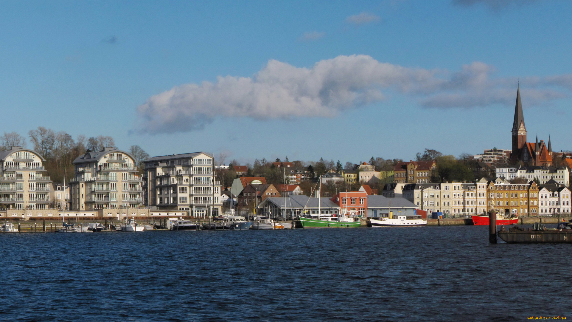германия, фленсбург, города, панорамы