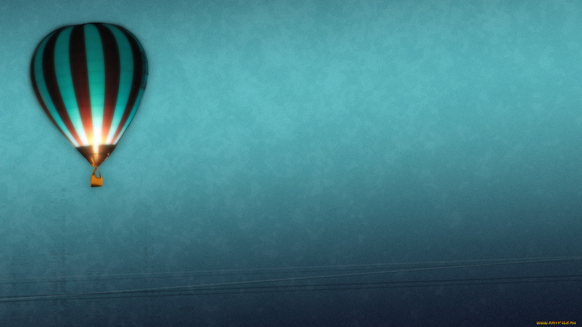 векторная, графика, корзина, баллон, воздушный, шар