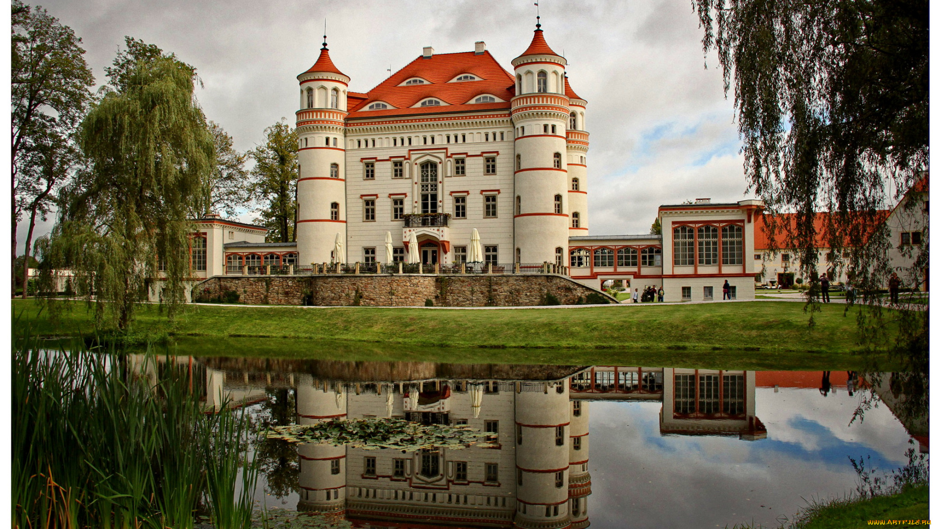 wojanоw, palace, myslakowice, польша, города, дворцы, замки, крепости, дворец, река