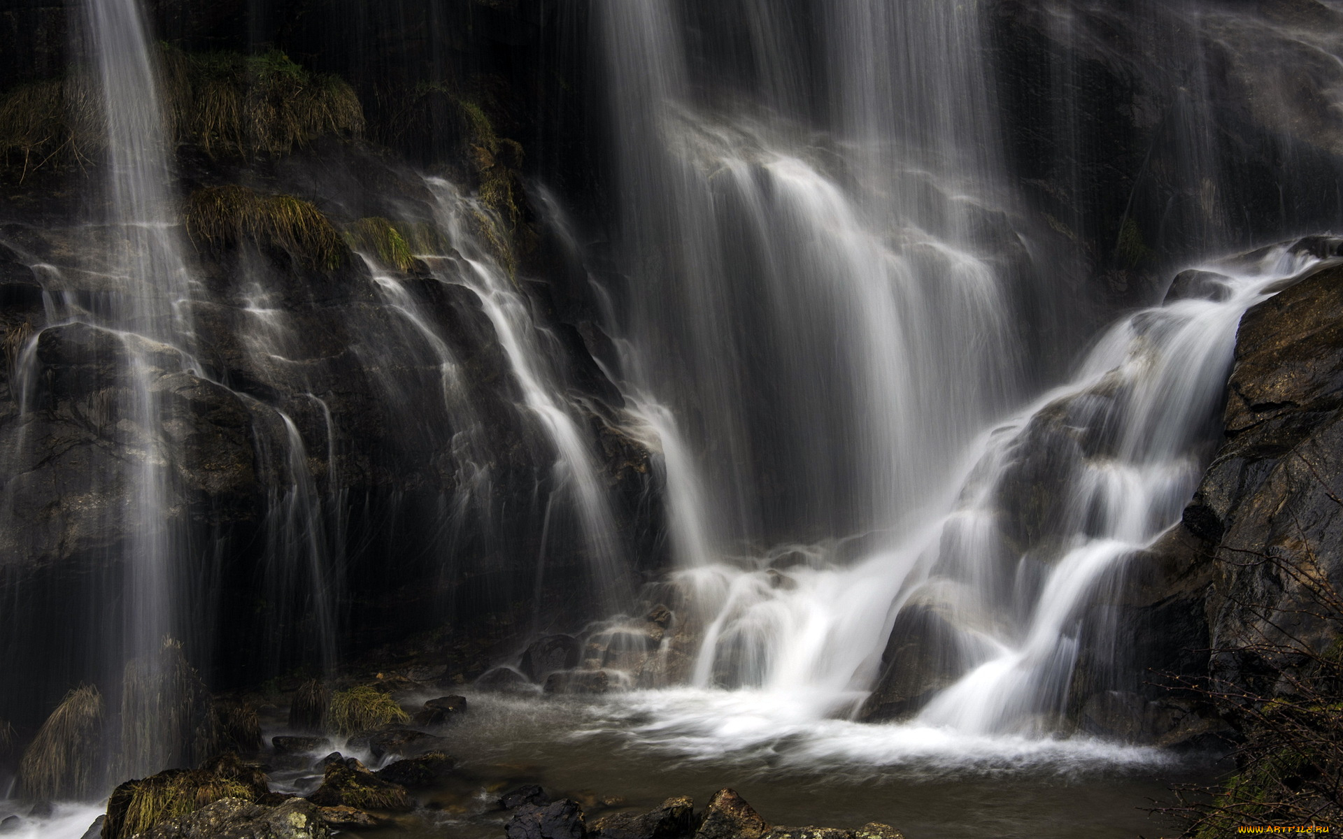 природа, водопады, камни, водопад, струи