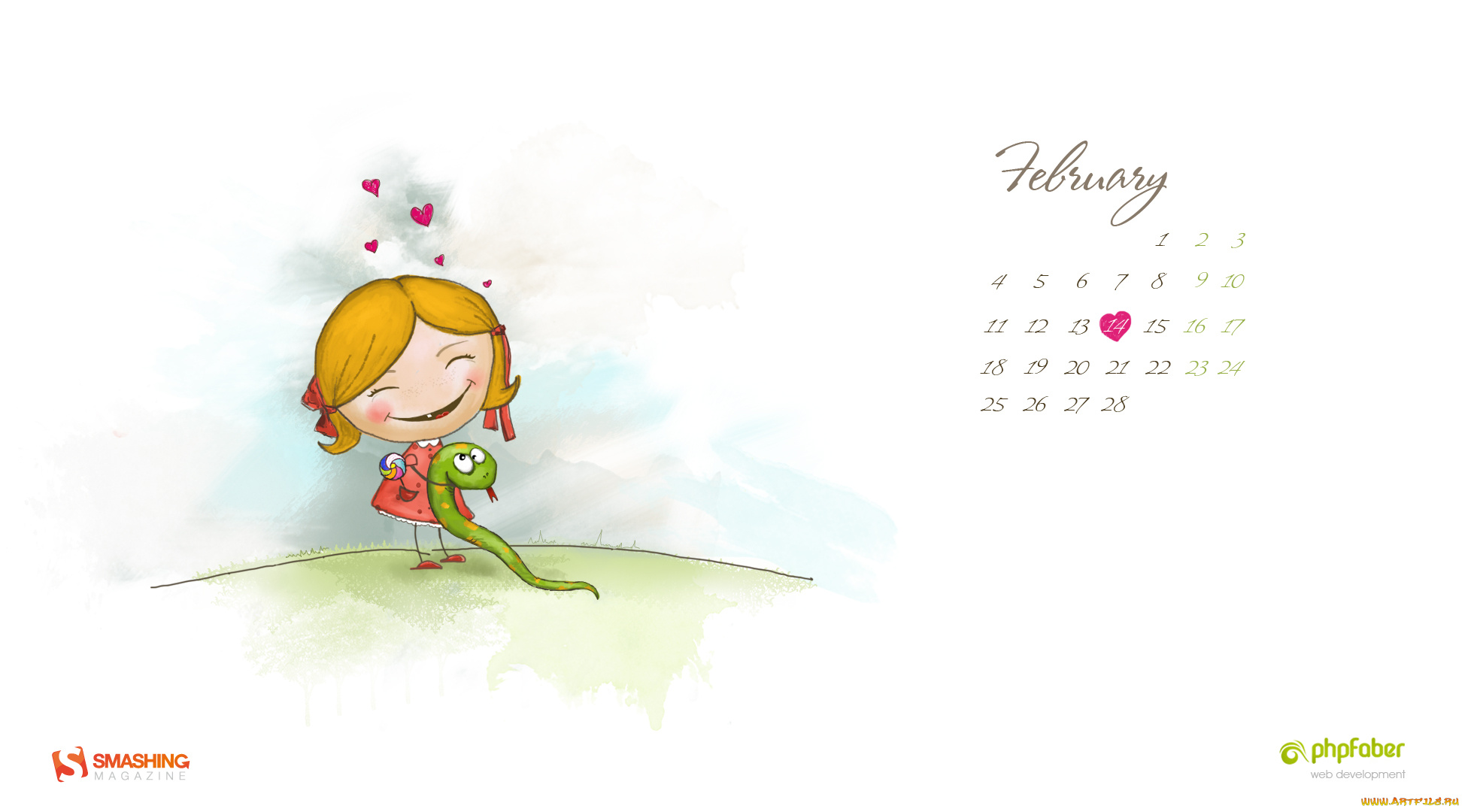 календари, рисованные, векторная, графика, змея, девочка