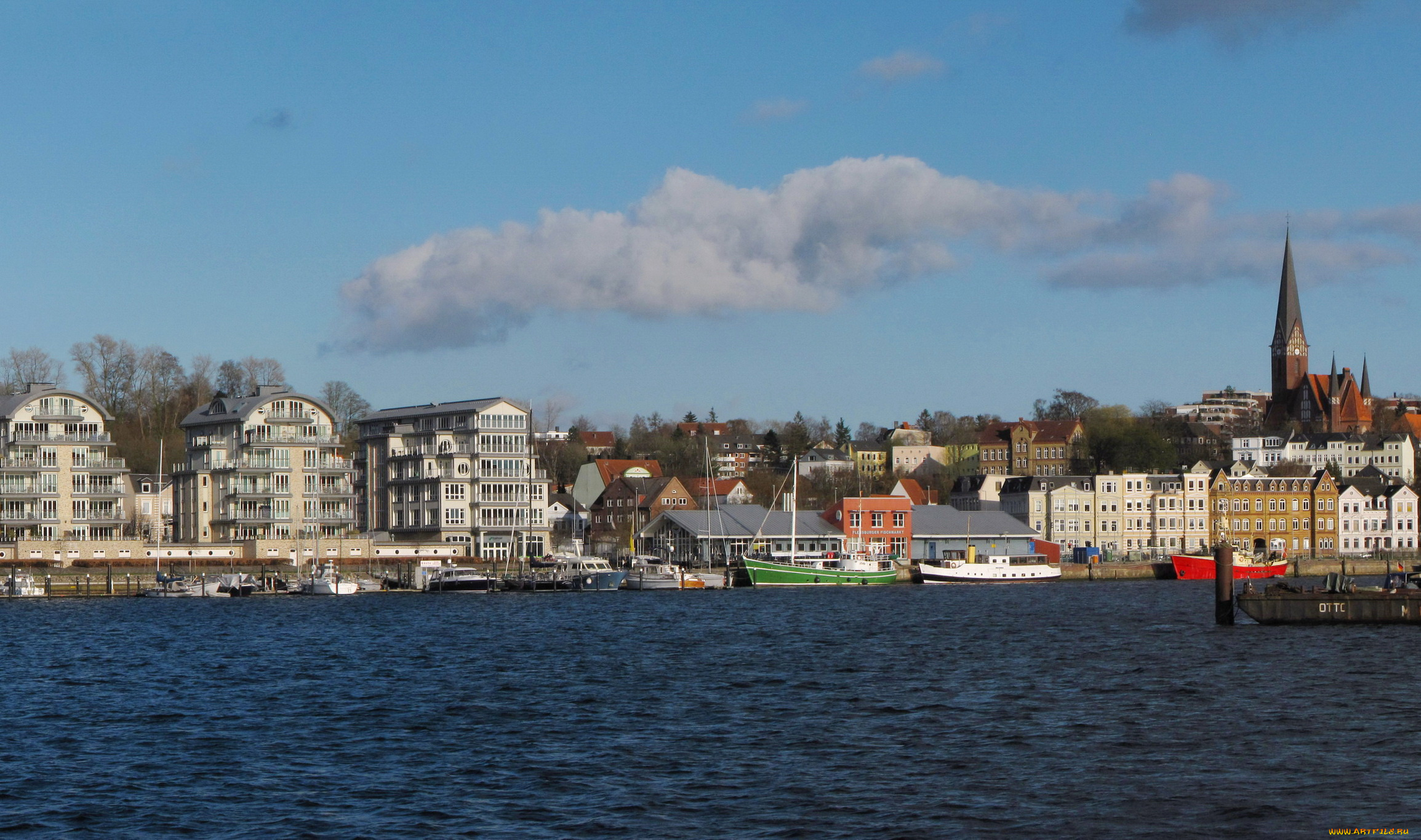 германия, фленсбург, города, панорамы
