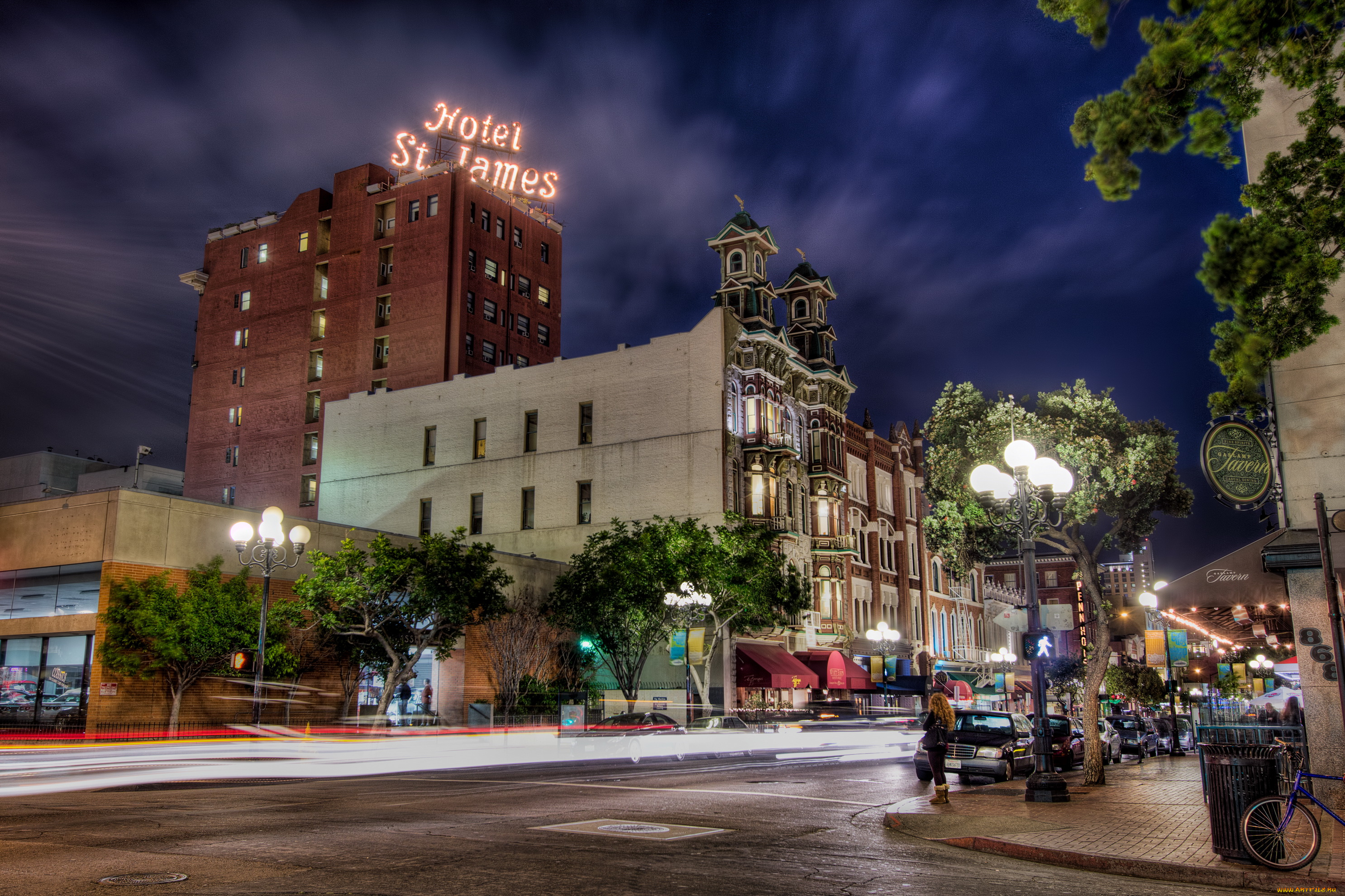 san, diego, california, города, сан, диего, сша, улица, дома, ночь, огни